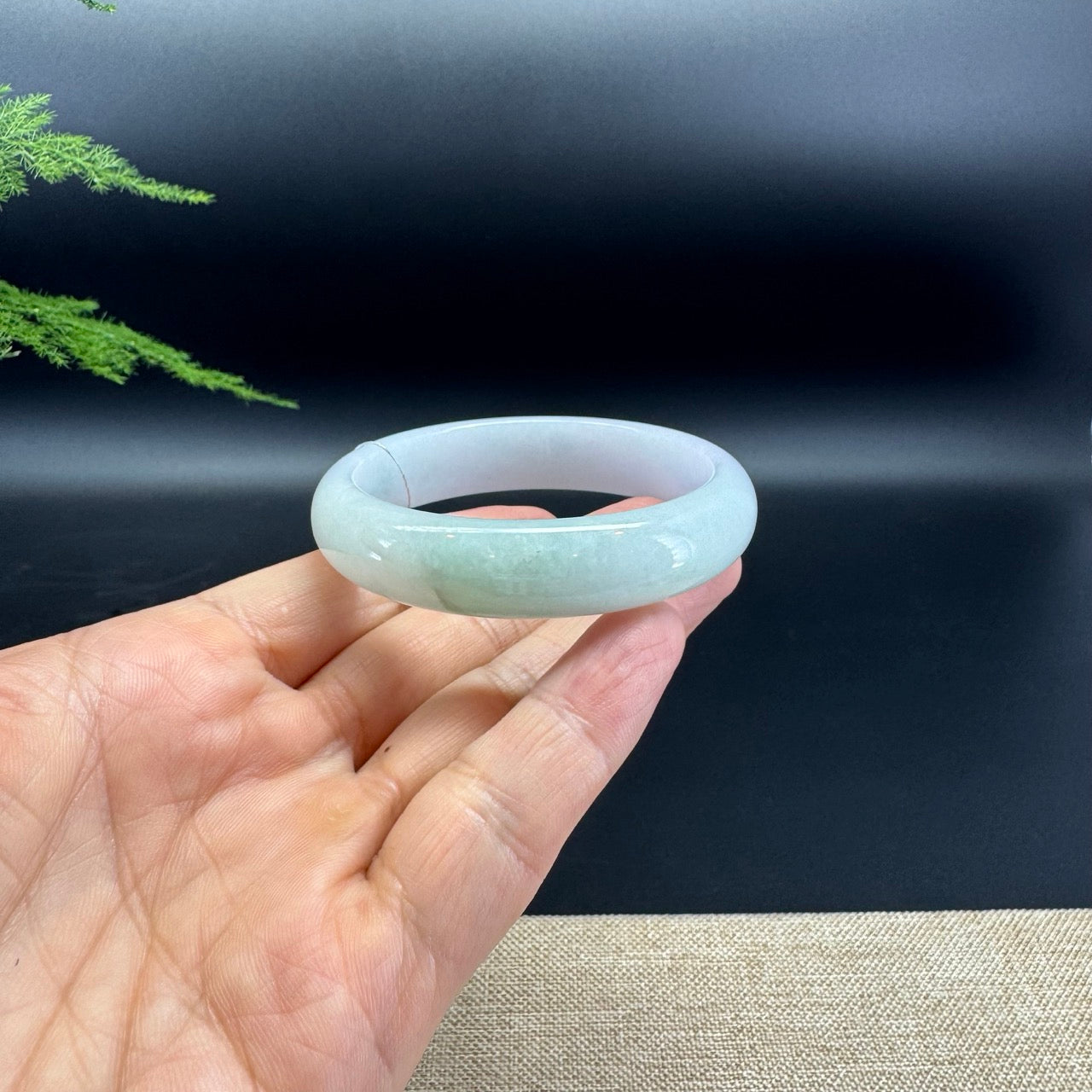 Genuine Burmese Lavender Green Jade Jadeite Bangle Bracelet ( 52.4mm )