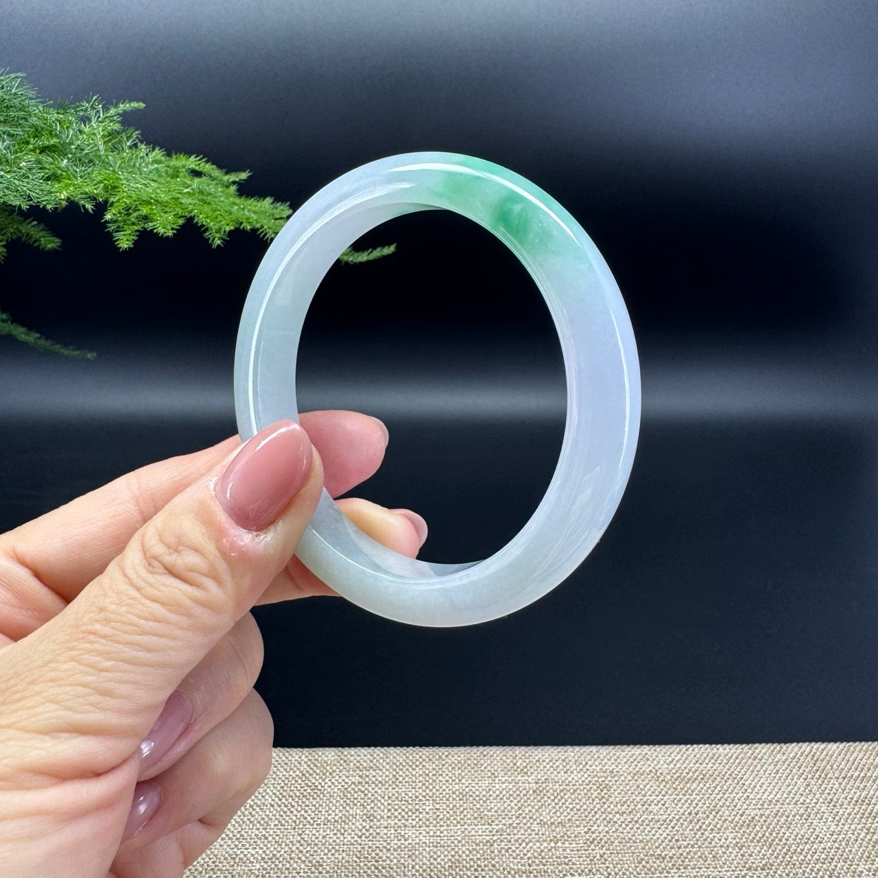 Genuine Burmese Icy Green Jade Jadeite Bangle Bracelet (54.7mm)