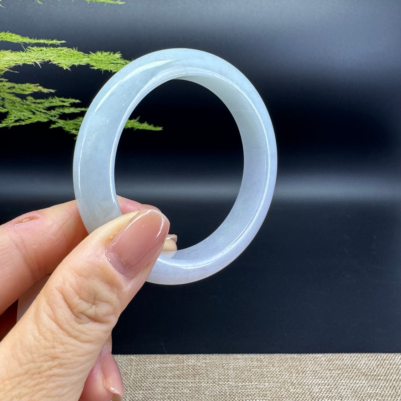 Genuine Burmese Lavender Green Jade Jadeite Bangle Bracelet ( 54.6mm )