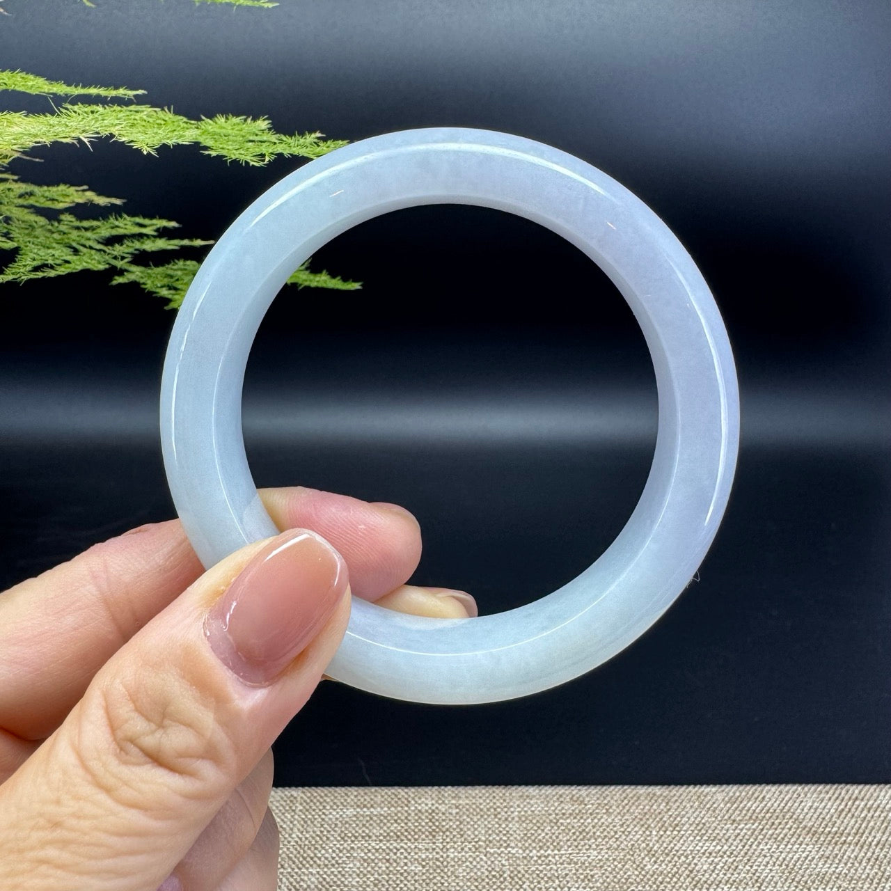 Genuine Burmese Lavender Green Jade Jadeite Bangle Bracelet ( 54.6mm )