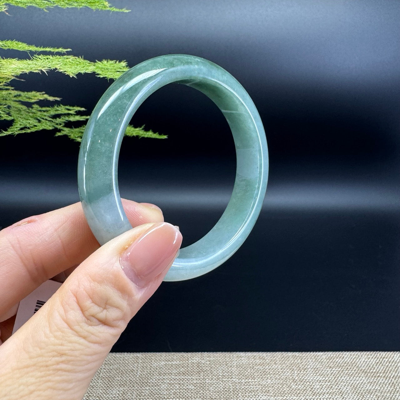 Genuine Burmese Oil Green Jade Jadeite Bangle Bracelet ( 54.3mm )