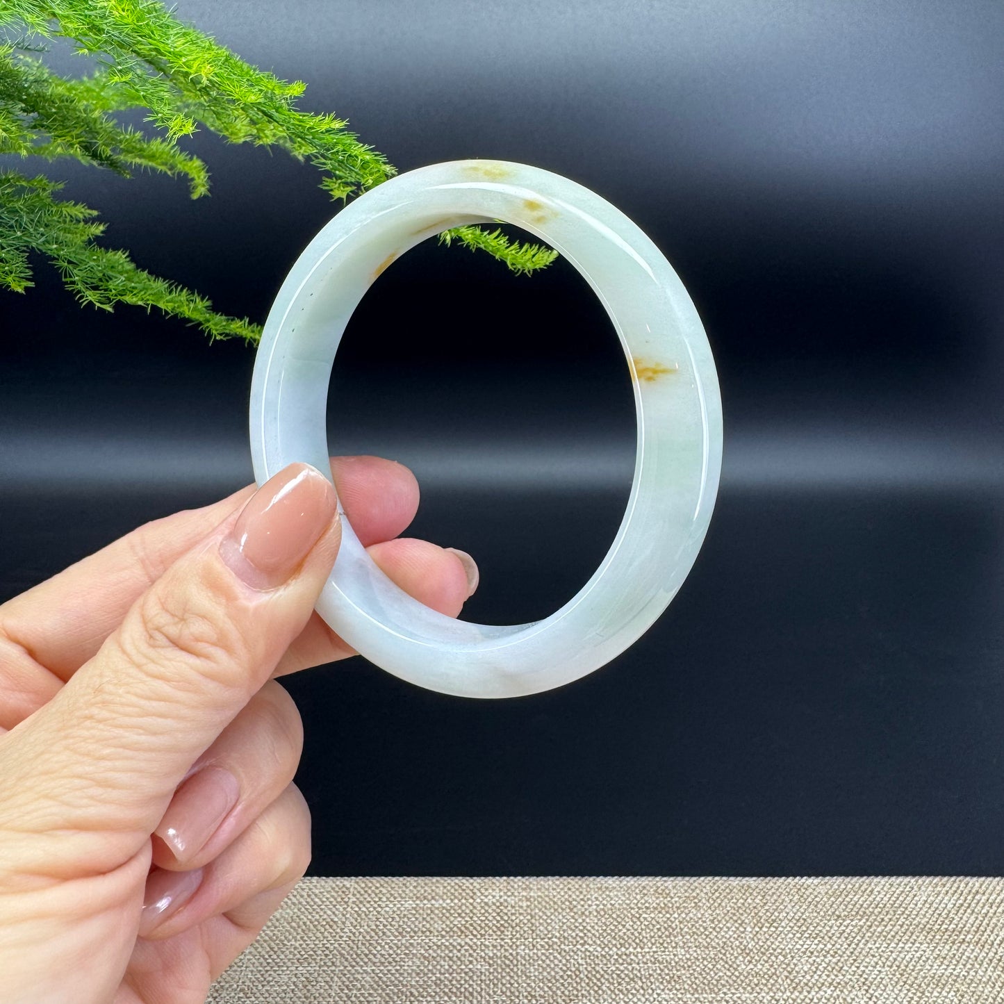 Genuine Burmese Yellow Green Jade Jadeite Bangle Bracelet ( 55.9mm )