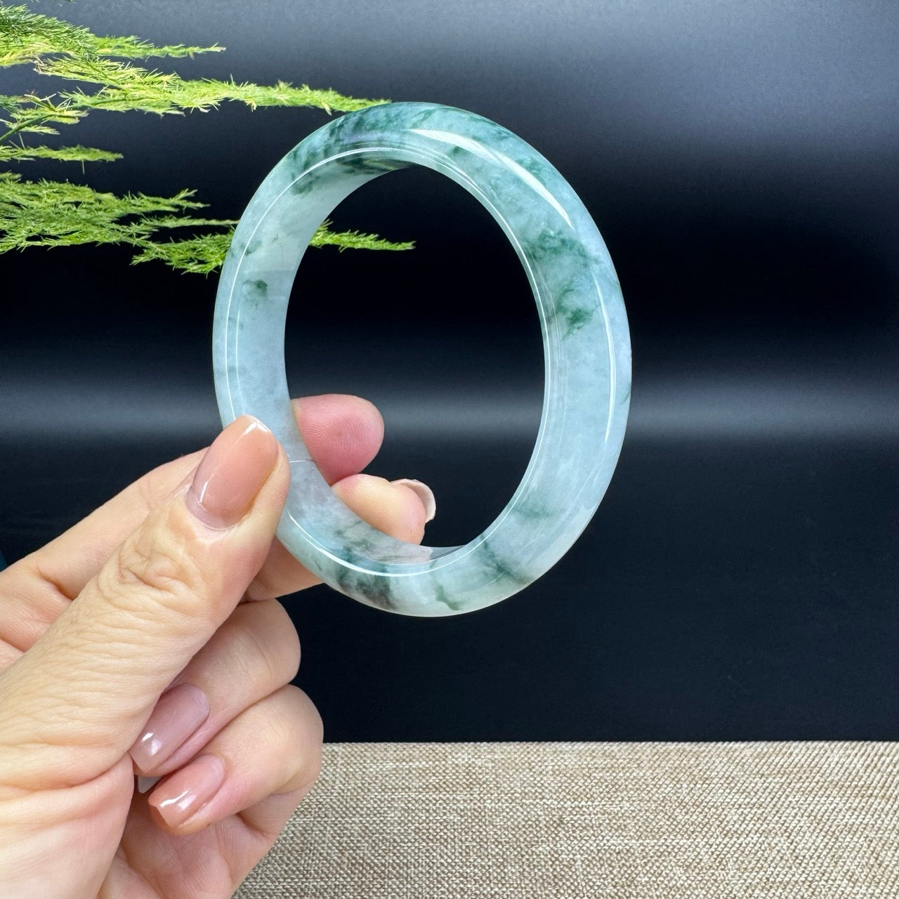 Genuine Burmese Icy Green Jade Jadeite Bangle Bracelet (58.2mm)