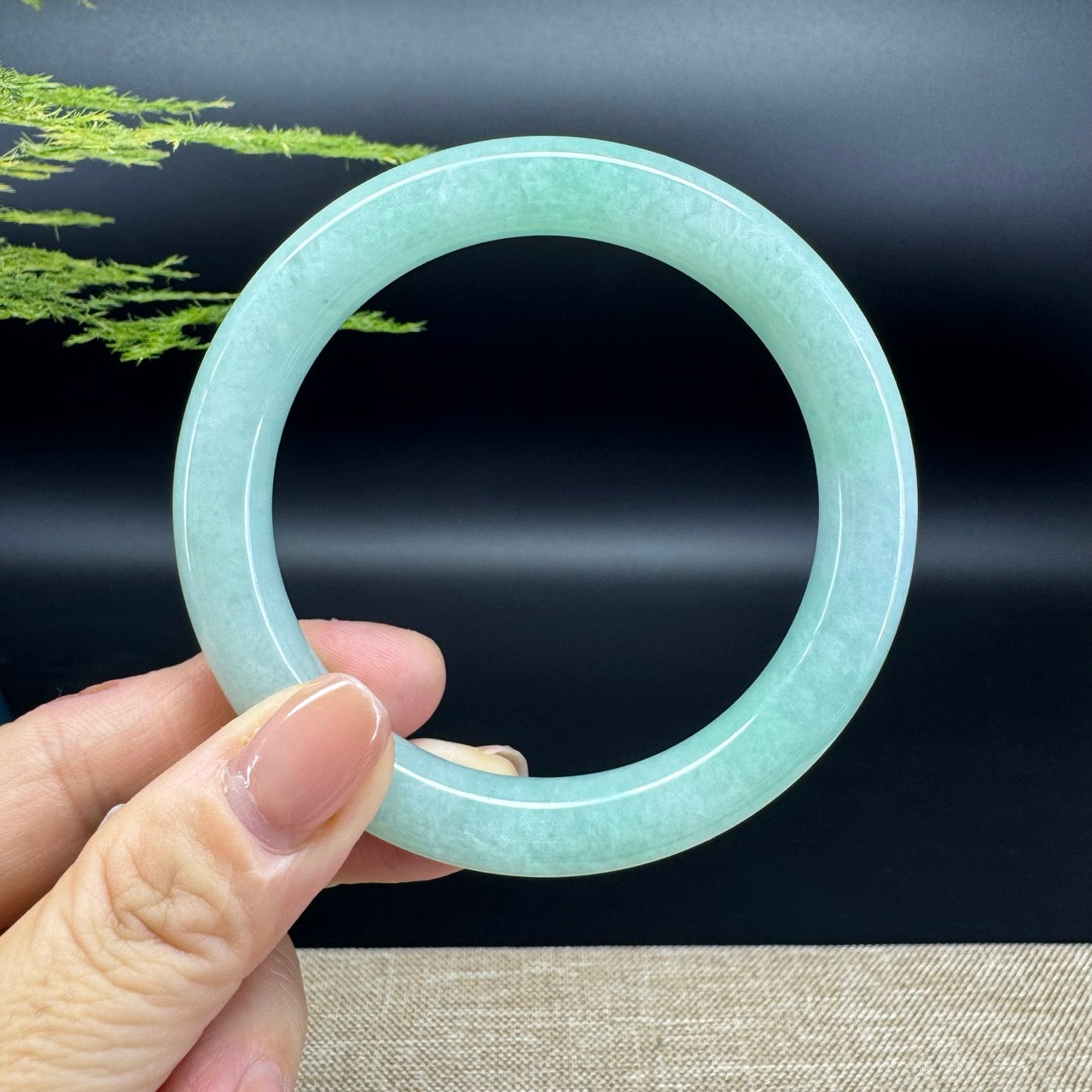 Genuine Burmese Green Jade Jadeite Bangle Bracelet (59.8mm)