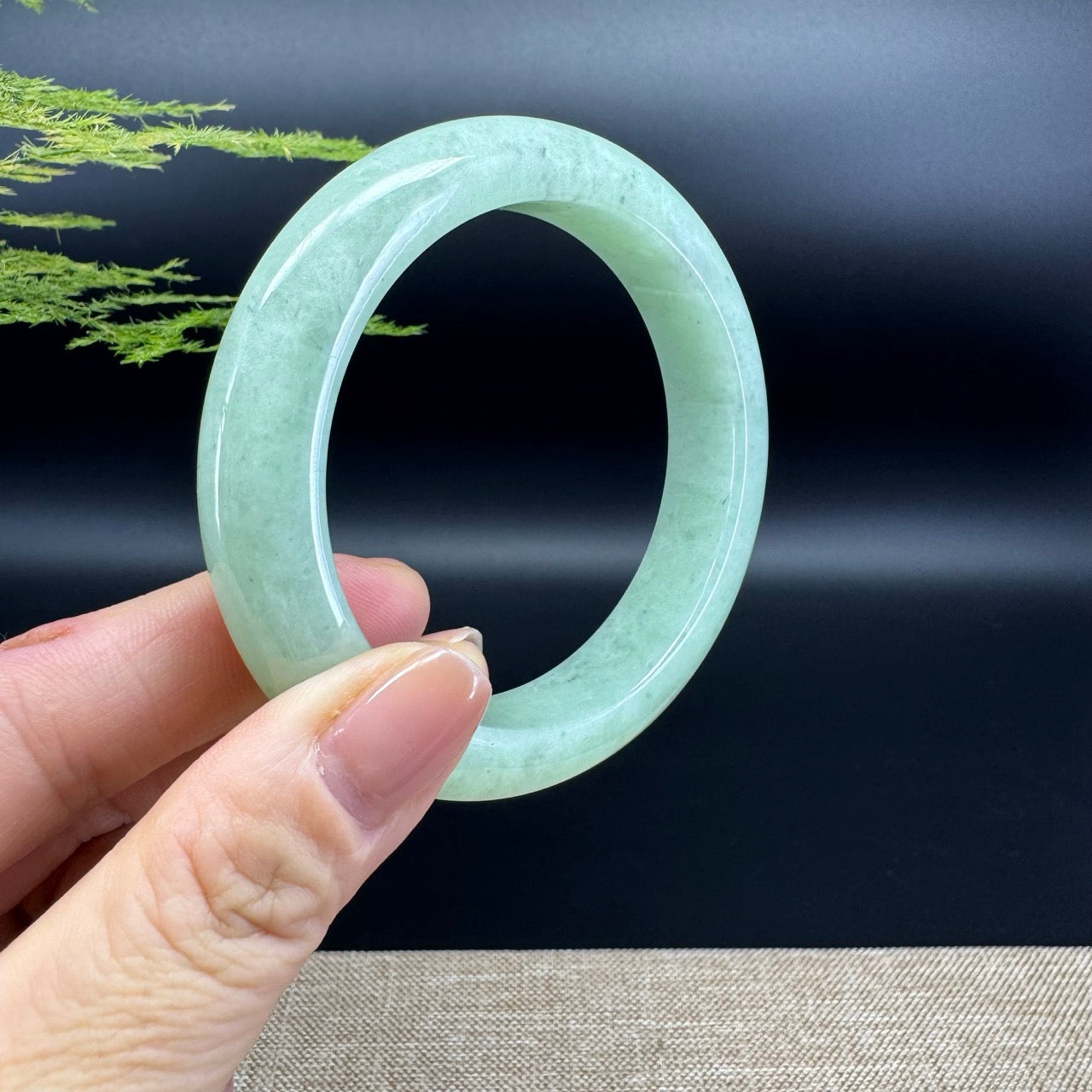 Genuine Burmese Green Jade Jadeite Bangle Bracelet (58.3mm)