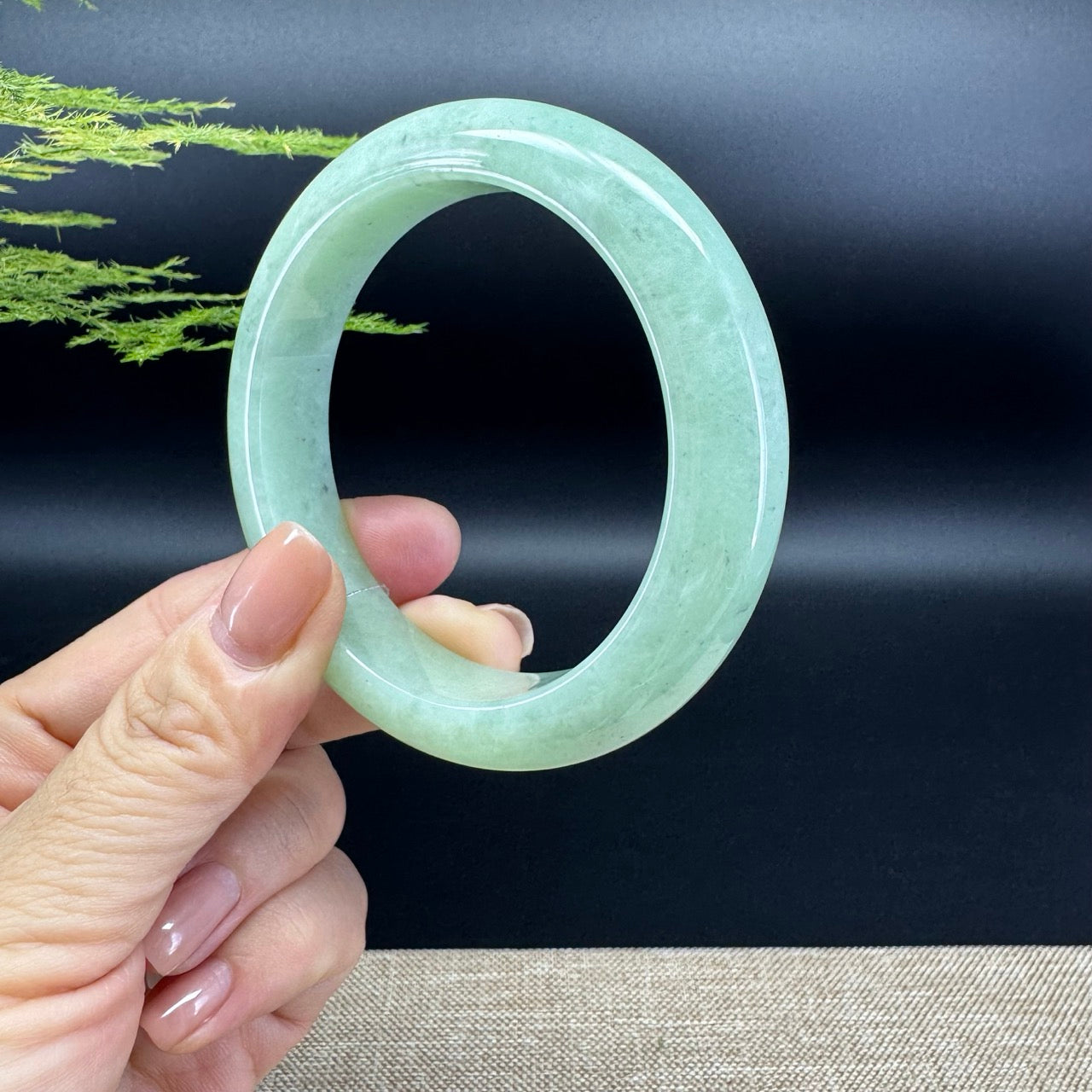 Genuine Burmese Green Jade Jadeite Bangle Bracelet (58.3mm)