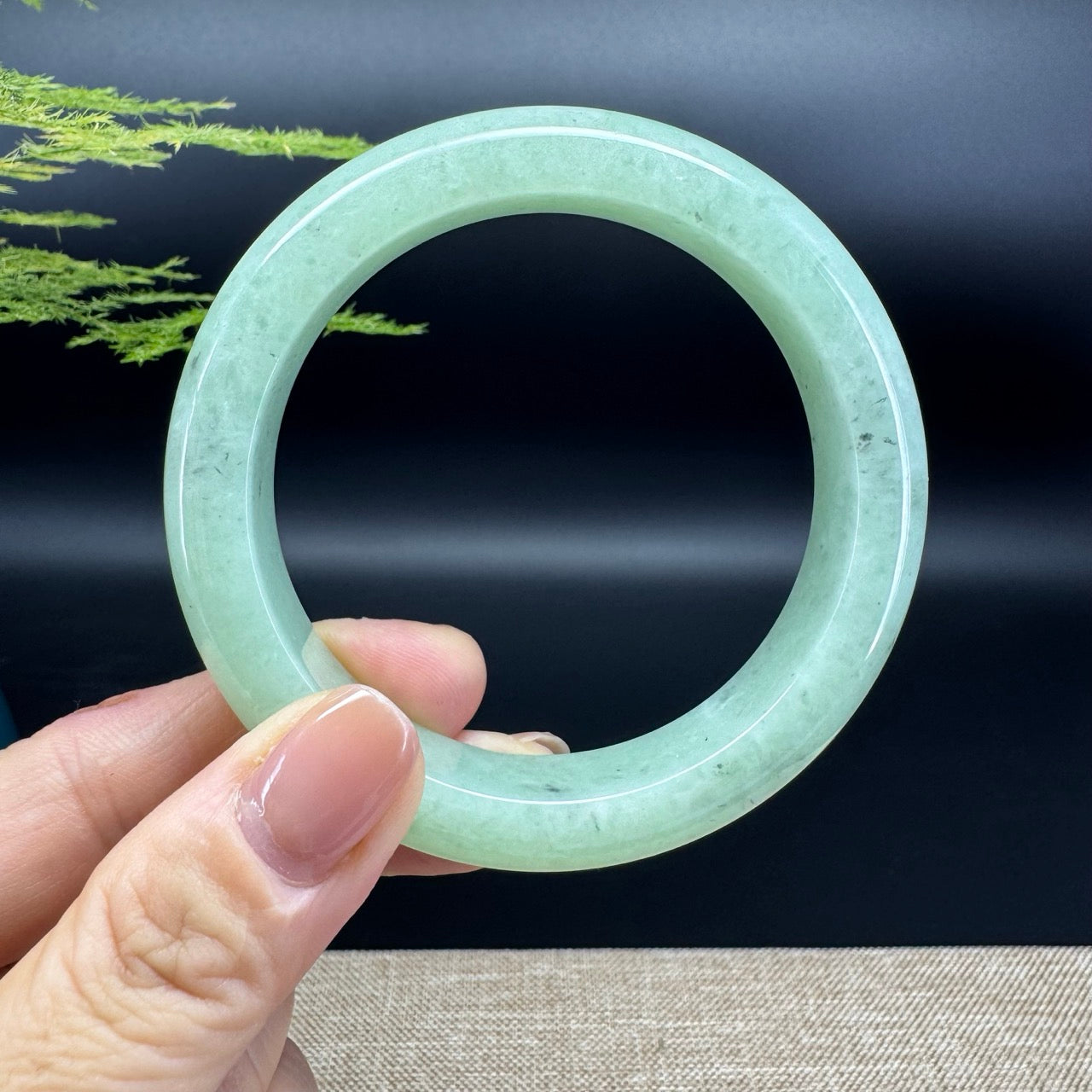 Genuine Burmese Green Jade Jadeite Bangle Bracelet (58.3mm)