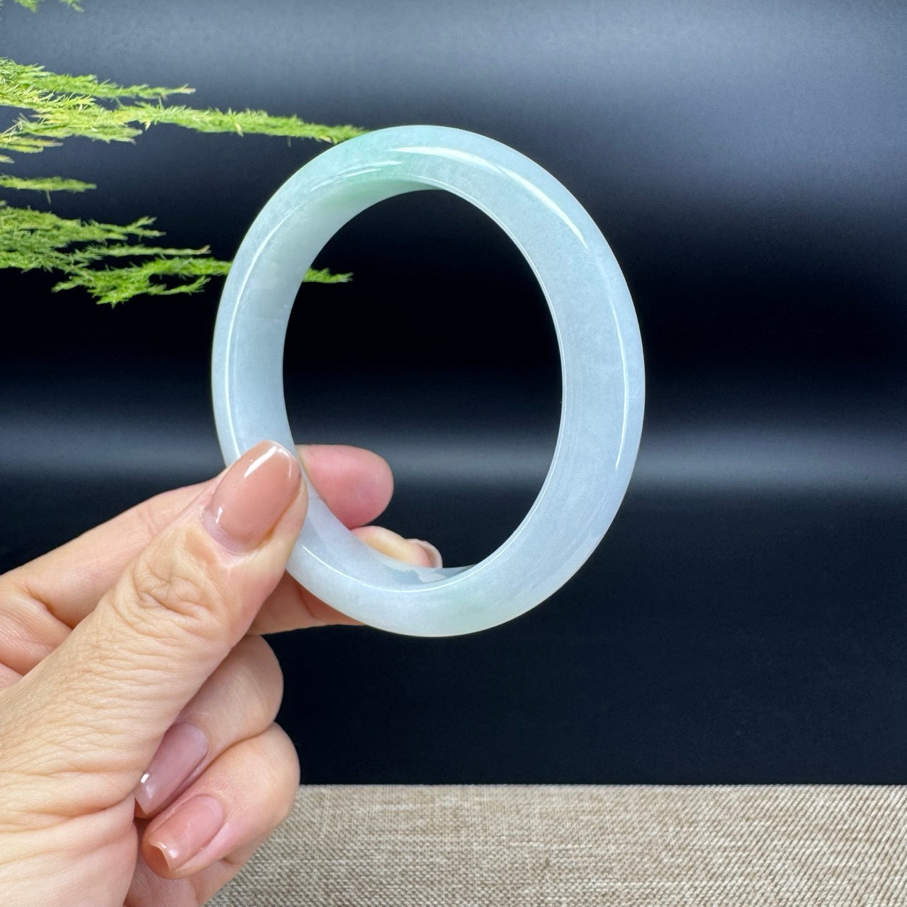 Genuine Burmese Lavender Green Jade Jadeite Bangle Bracelet ( 58.7mm )