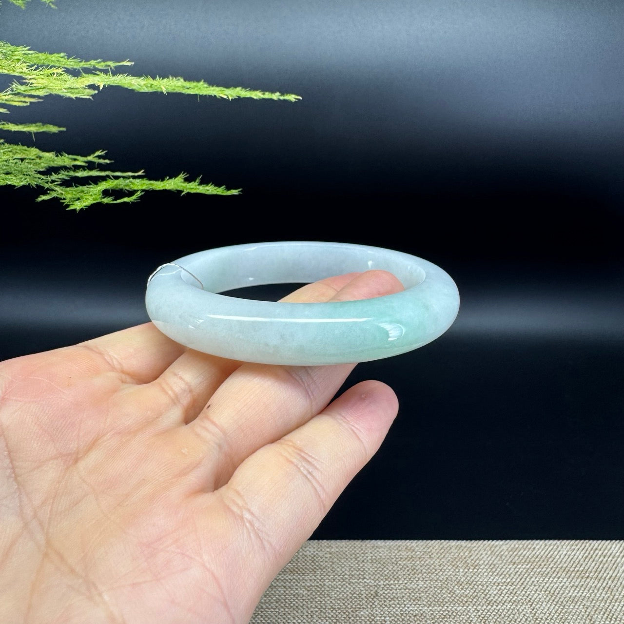 Genuine Burmese Lavender Green Jade Jadeite Bangle Bracelet ( 58.7mm )