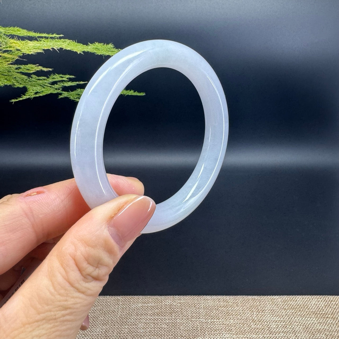 Genuine Burmese Icy Lavender Jade Jadeite Bangle Bracelet (53.4mm)