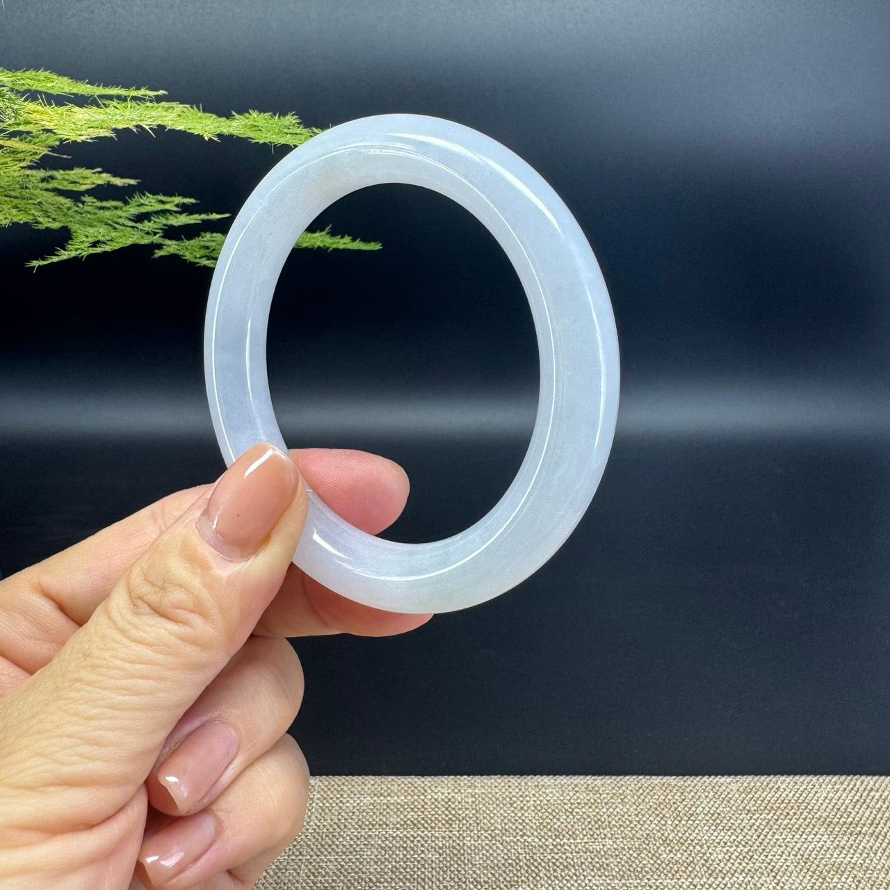 Genuine Burmese Icy Lavender Jade Jadeite Bangle Bracelet (53.4mm)