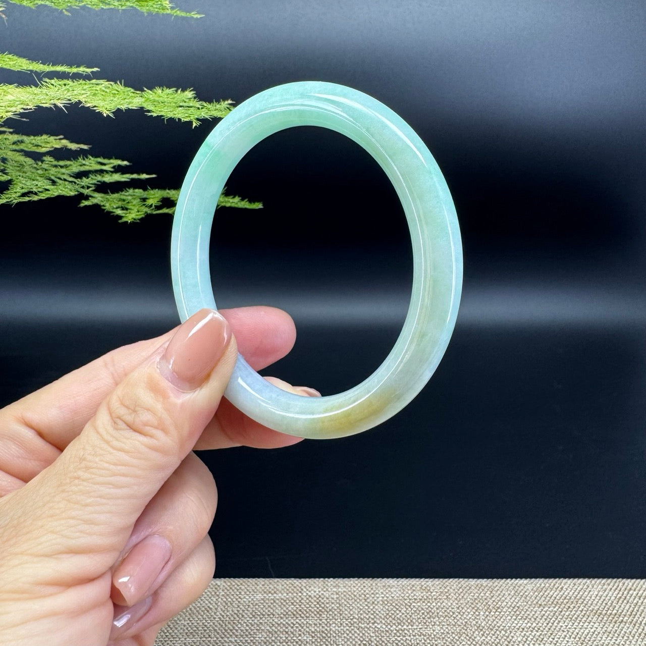 Genuine Burmese Yellow Green Jade Jadeite Bangle Bracelet ( 54.6mm )