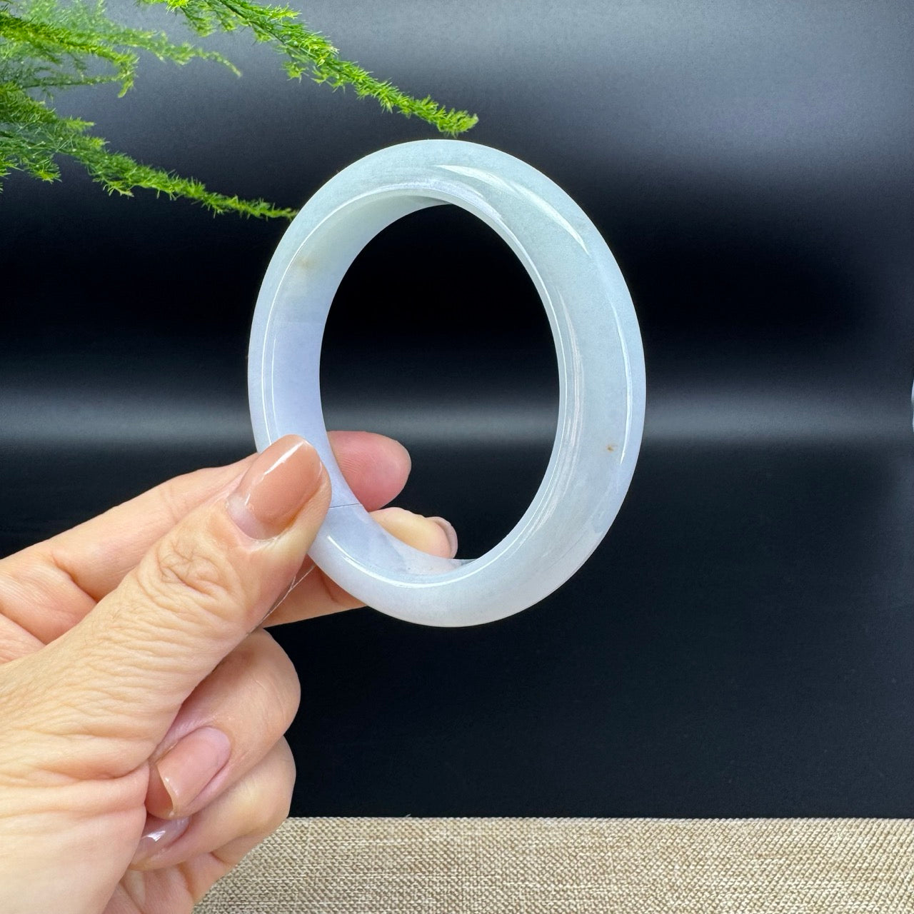 Genuine Burmese Lavender Green Jade Jadeite Bangle Bracelet ( 56.5mm )