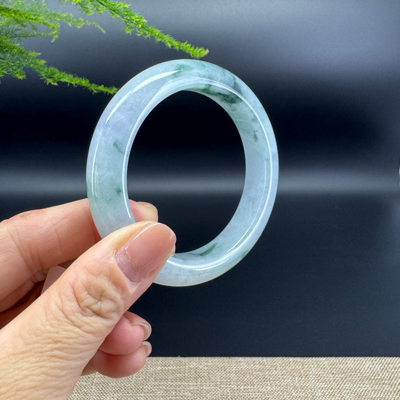 Genuine Burmese Blue Green Jade Jadeite Bangle Bracelet ( 56.3mm )