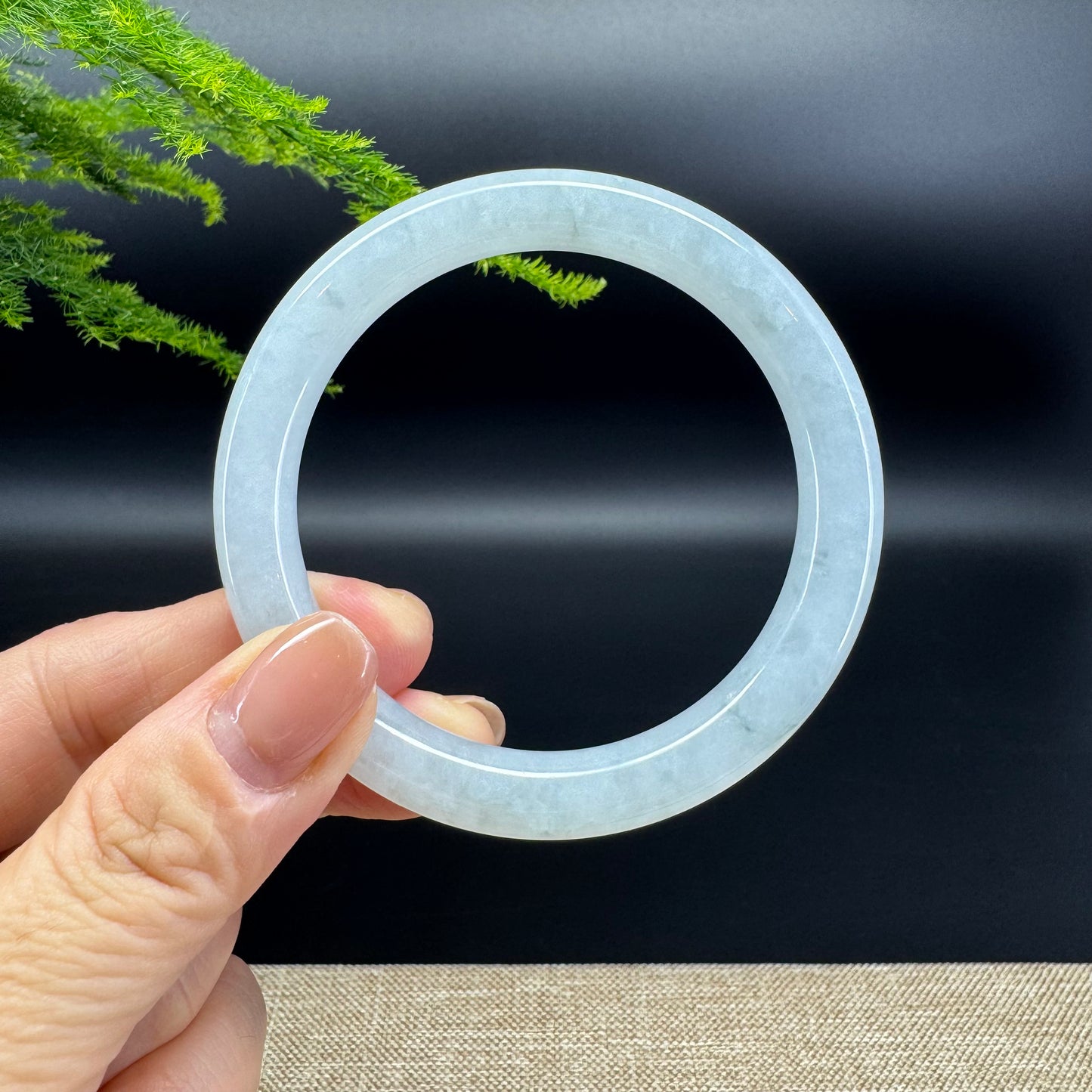 Genuine Burmese Icy Green Jade Jadeite Bangle Bracelet ( 55.3mm )