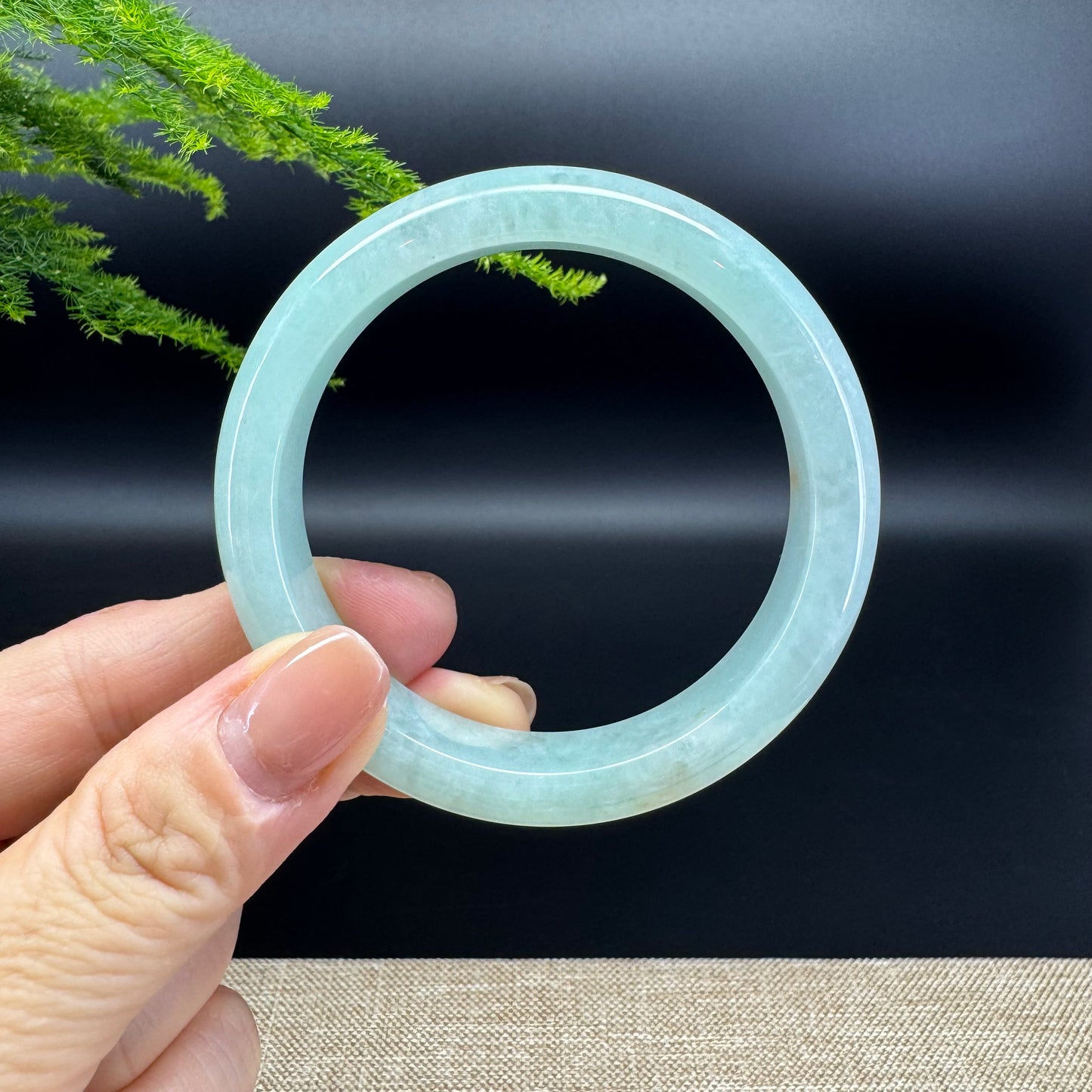 Genuine Burmese Icy Green Jade Jadeite Bangle Bracelet ( 55.8mm )