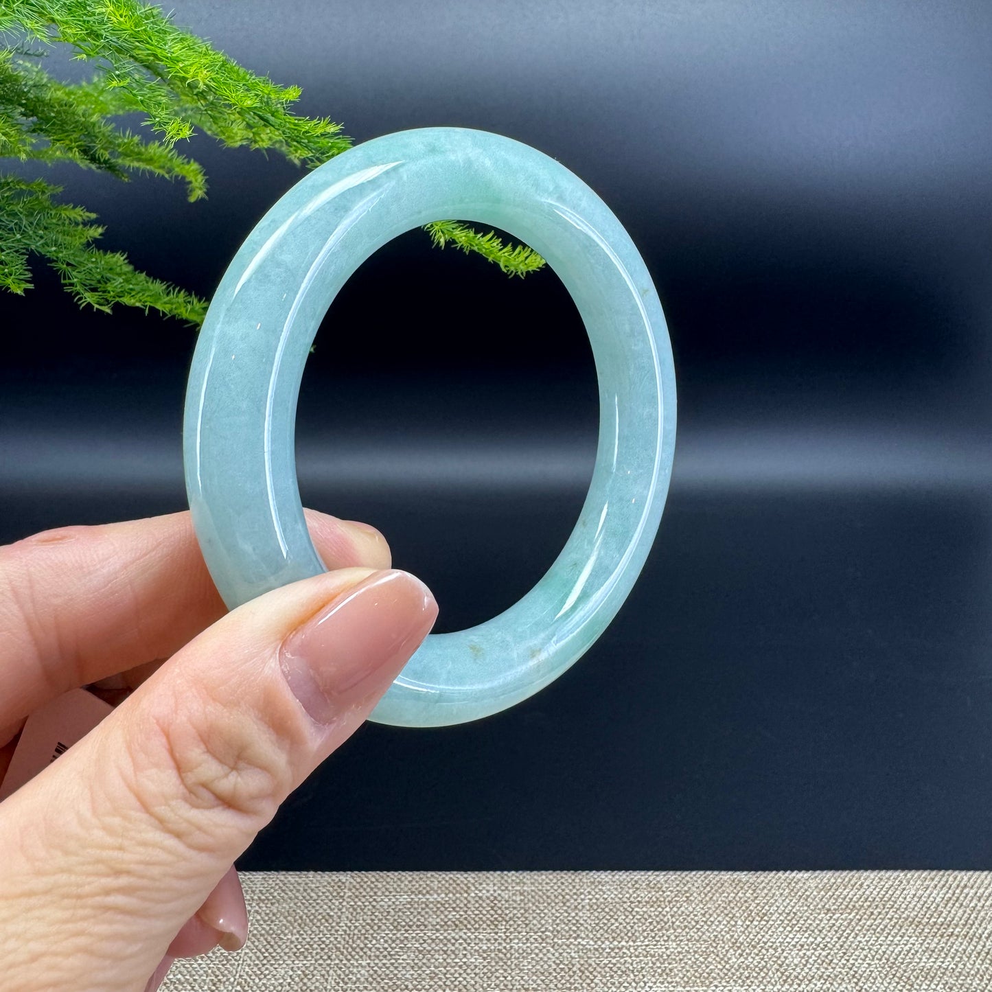 Genuine Burmese Icy Green Jade Jadeite Bangle Bracelet ( 55.9mm )