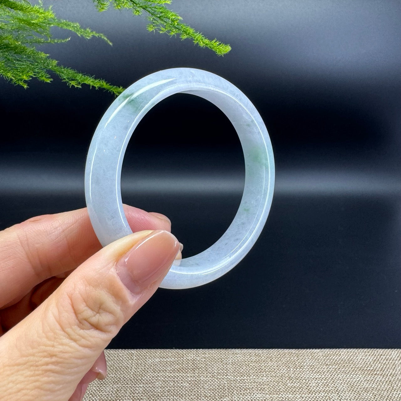 Genuine Burmese Lavender Green Jade Jadeite Bangle Bracelet ( 55.5mm )