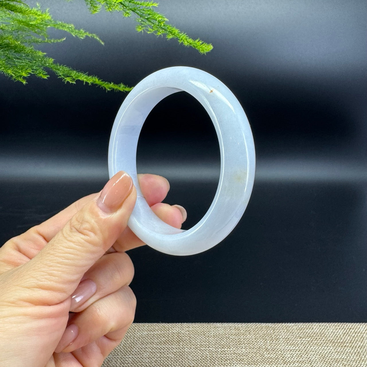 Genuine Burmese Icy Lavender Green Jade Jadeite Bangle Bracelet ( 55.4mm )
