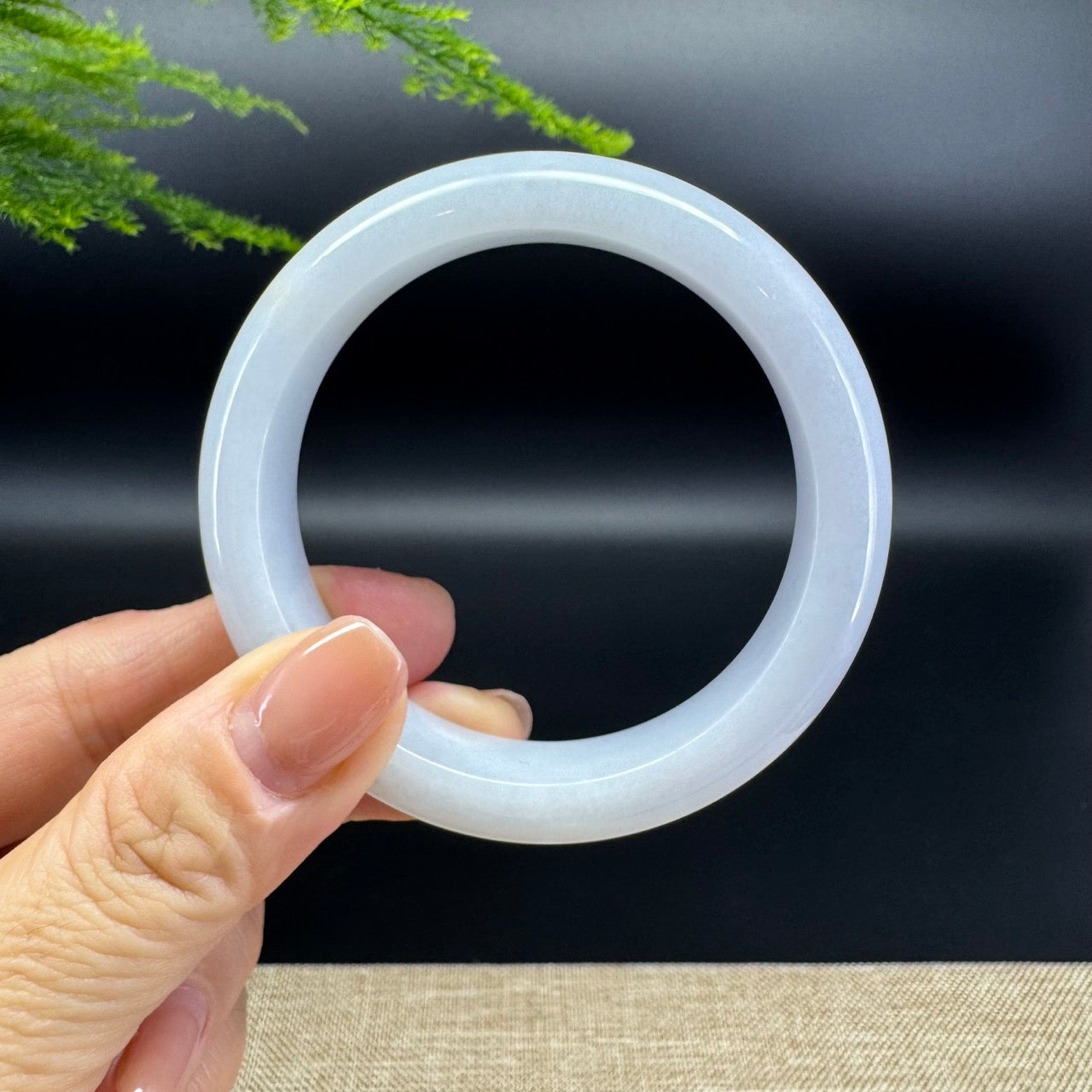 Genuine Burmese Icy Lavender Green Jade Jadeite Bangle Bracelet ( 55.4mm )