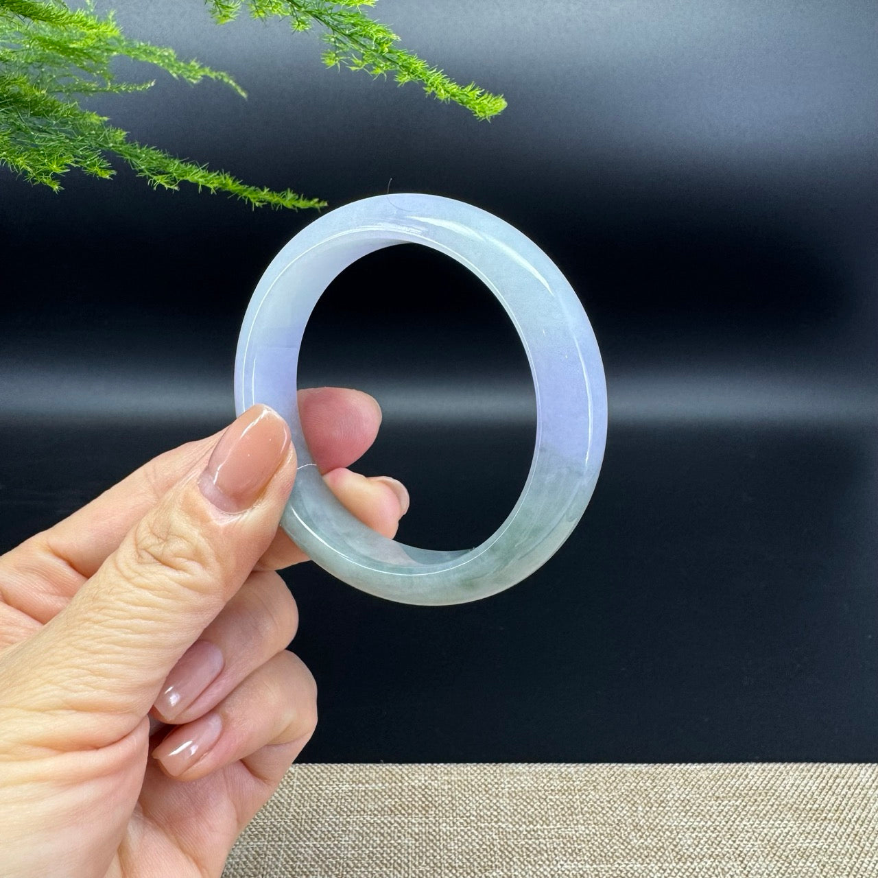 Genuine Burmese Lavender Green Jade Jadeite Bangle Bracelet ( 55.3*48.3mm )