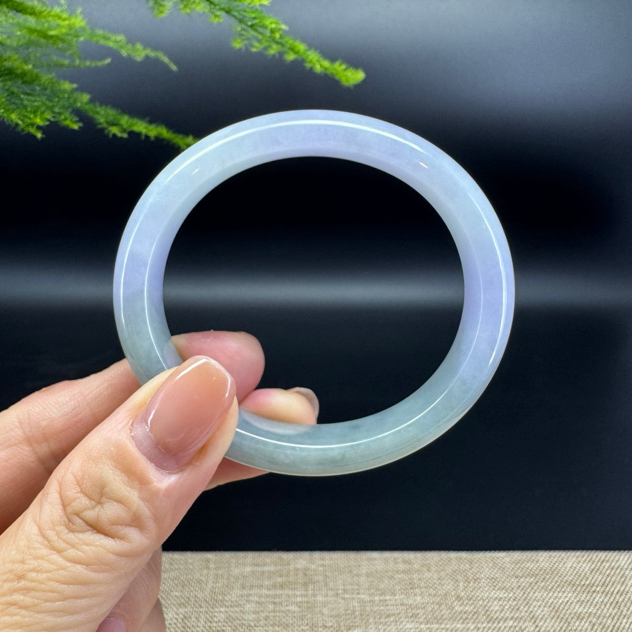Genuine Burmese Lavender Green Jade Jadeite Bangle Bracelet ( 55.3*48.3mm )