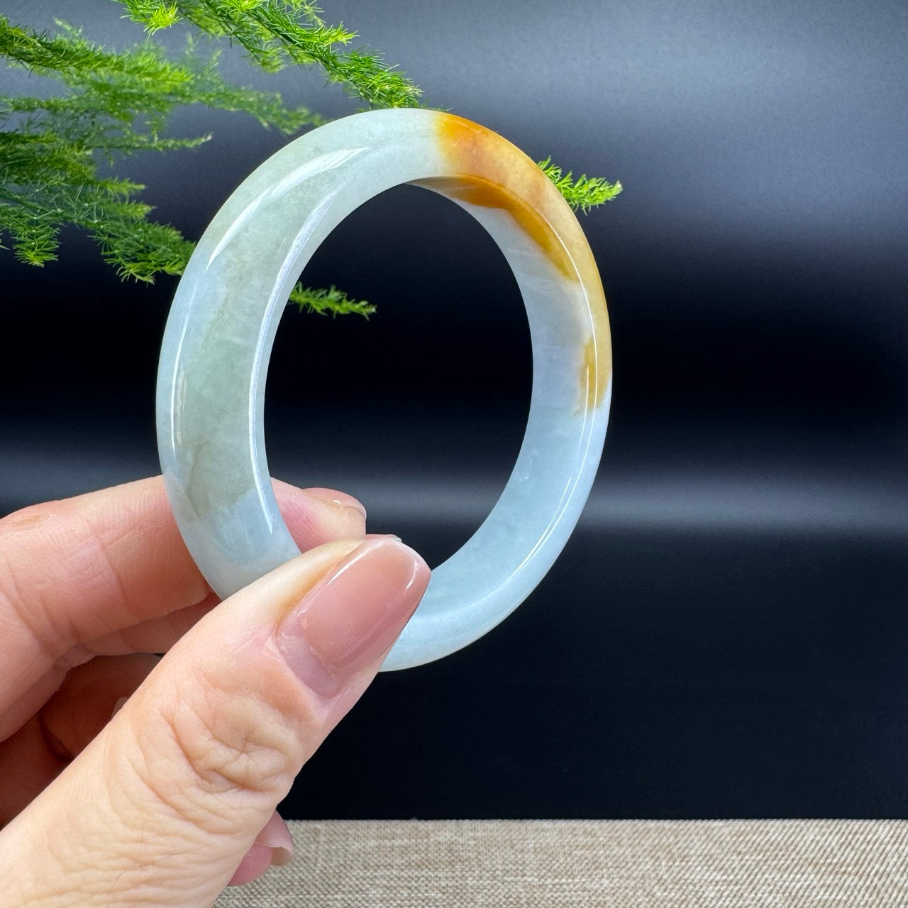 Genuine Burmese Yellow Green Jade Jadeite Bangle Bracelet ( 55.8mm )