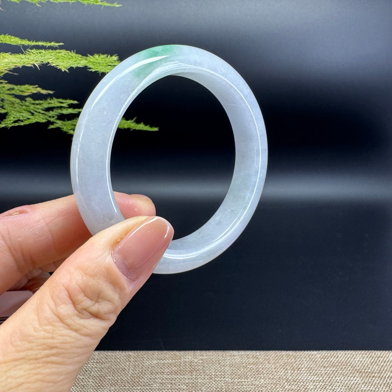 Genuine Burmese Icy Lavender Green Jade Jadeite Bangle Bracelet ( 54.3mm )