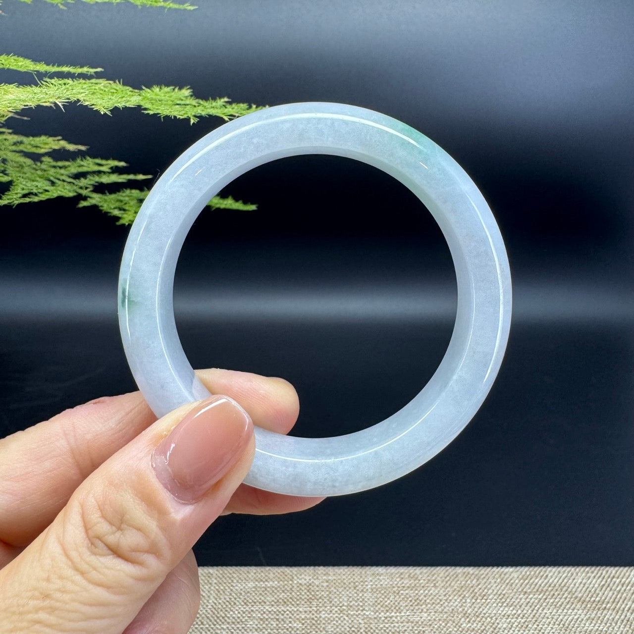 Genuine Burmese Icy Lavender Green Jade Jadeite Bangle Bracelet ( 54.3mm )