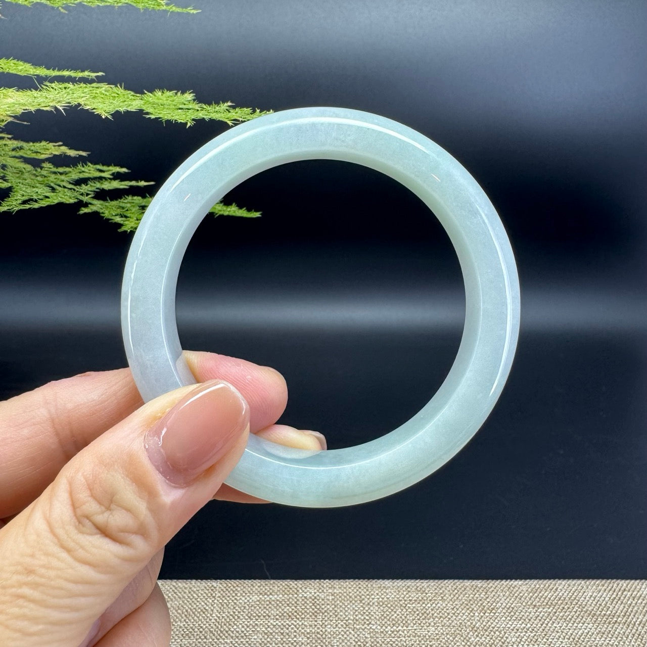 Genuine Burmese Icy Green Jade Jadeite Bangle Bracelet ( 54.7mm )