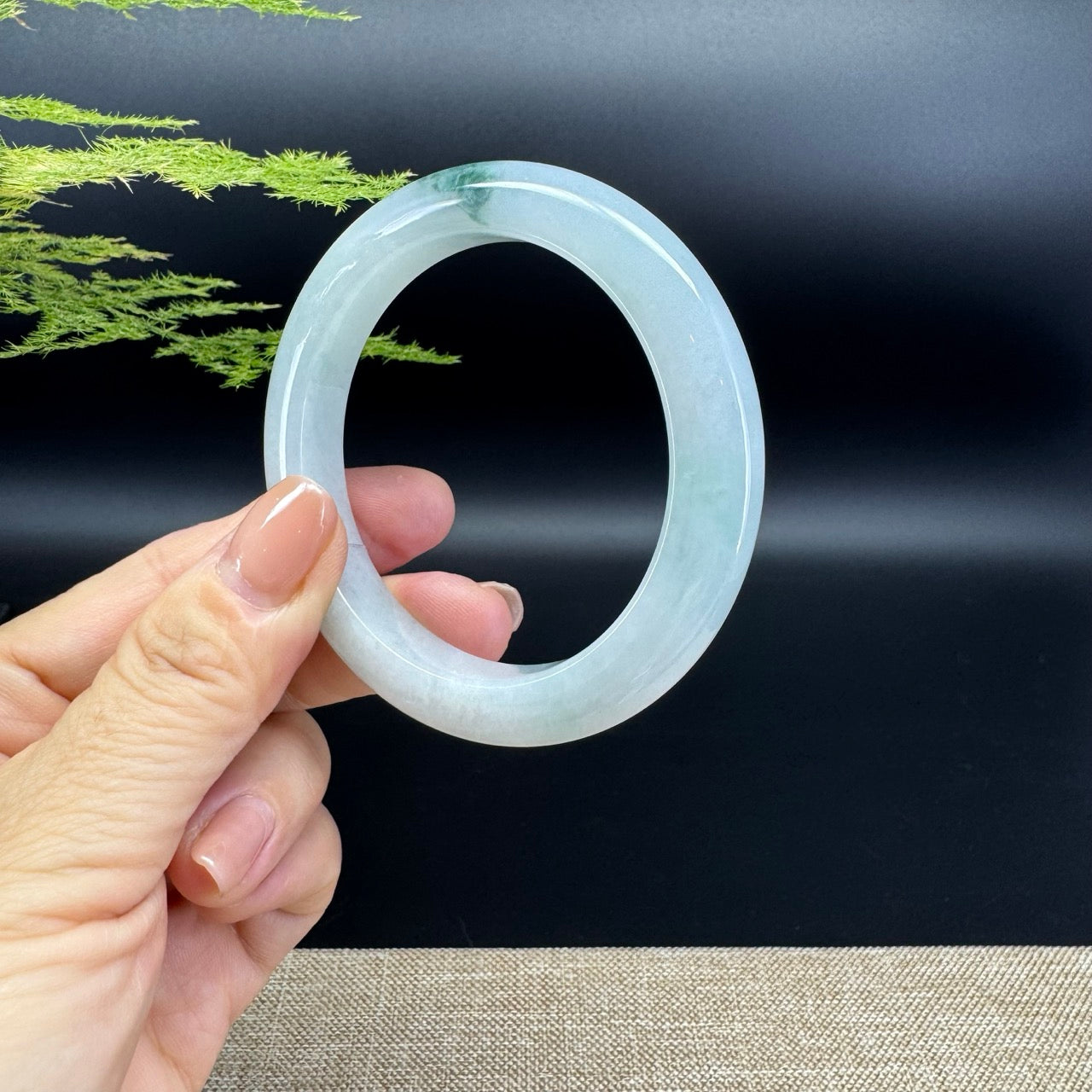 Genuine Burmese Icy Green Jade Jadeite Bangle Bracelet ( 54.2mm )