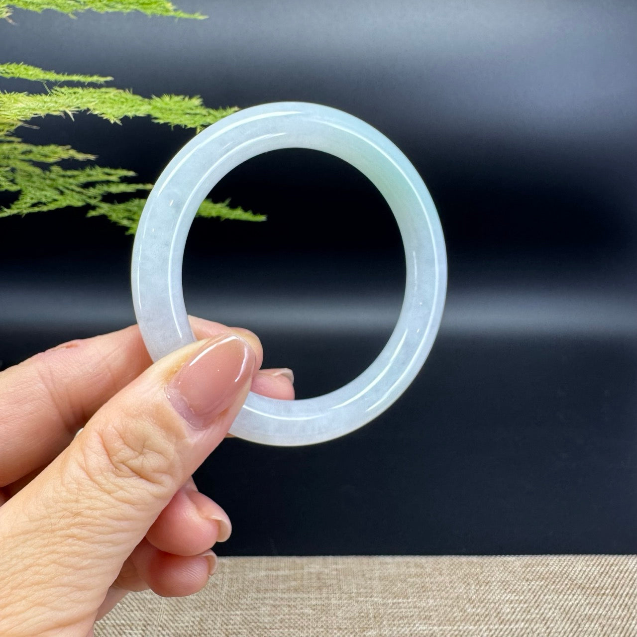 Genuine Burmese Icy Green Jade Jadeite Bangle Bracelet ( 54.4mm )