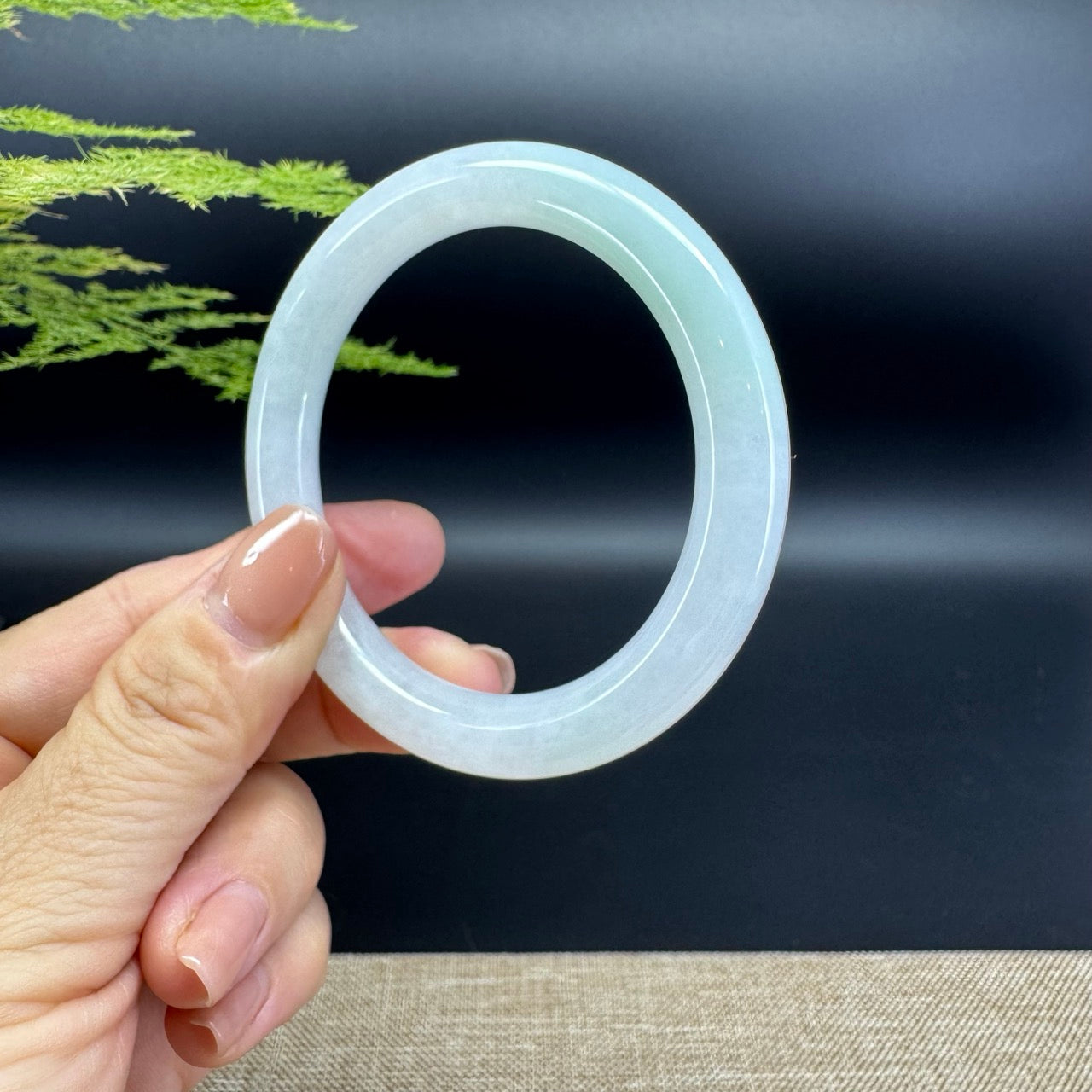 Genuine Burmese Icy Green Jade Jadeite Bangle Bracelet ( 54.4mm )