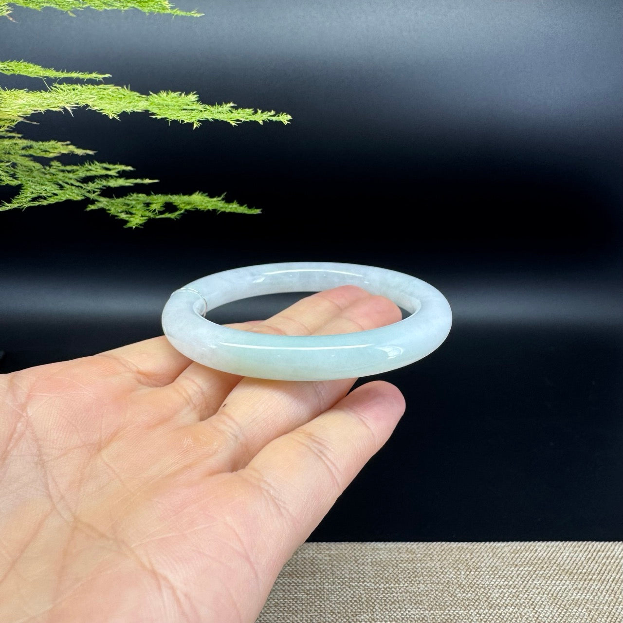 Genuine Burmese Icy Green Jade Jadeite Bangle Bracelet ( 54.4mm )