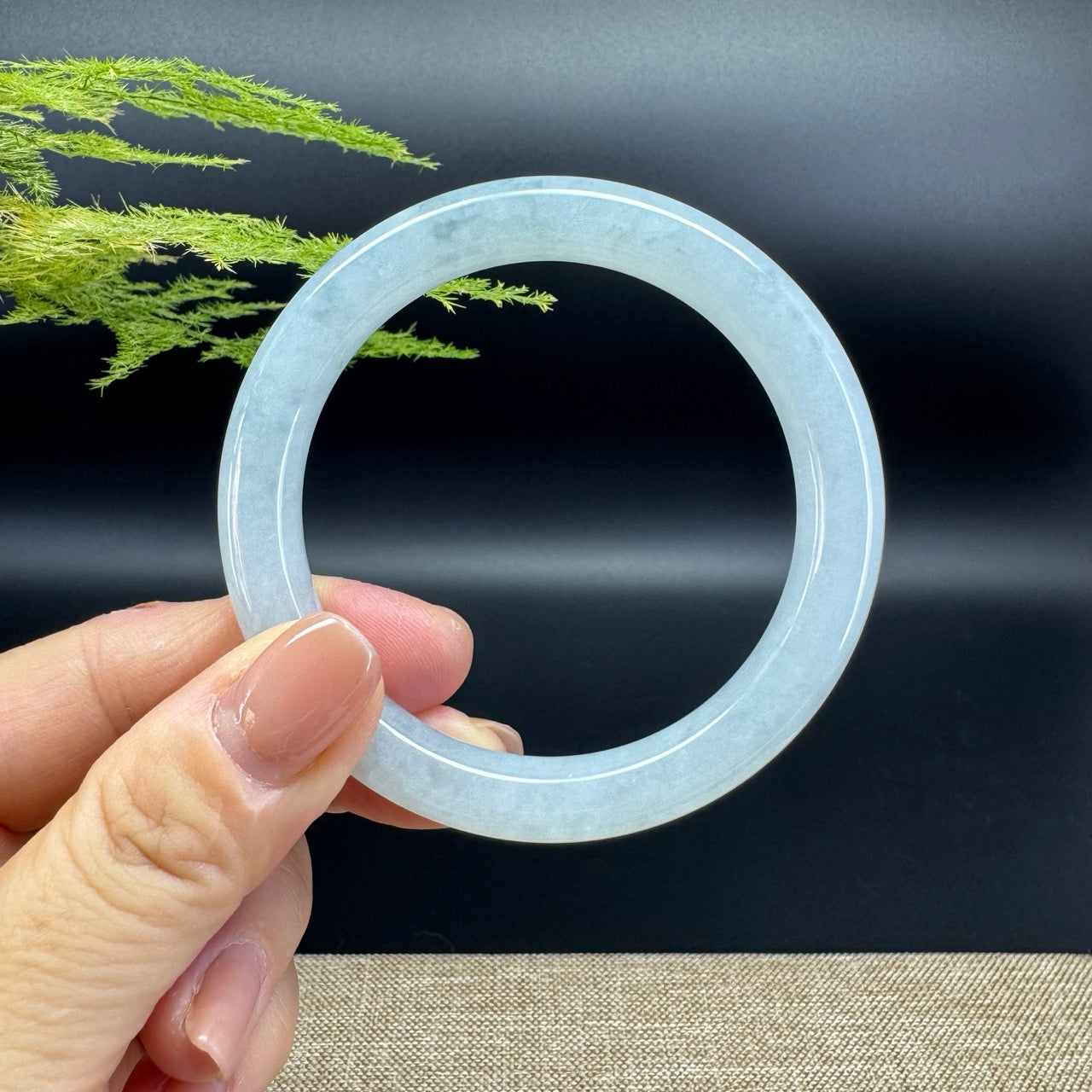 Genuine Burmese Icy Green Jade Jadeite Bangle Bracelet (54.1mm)