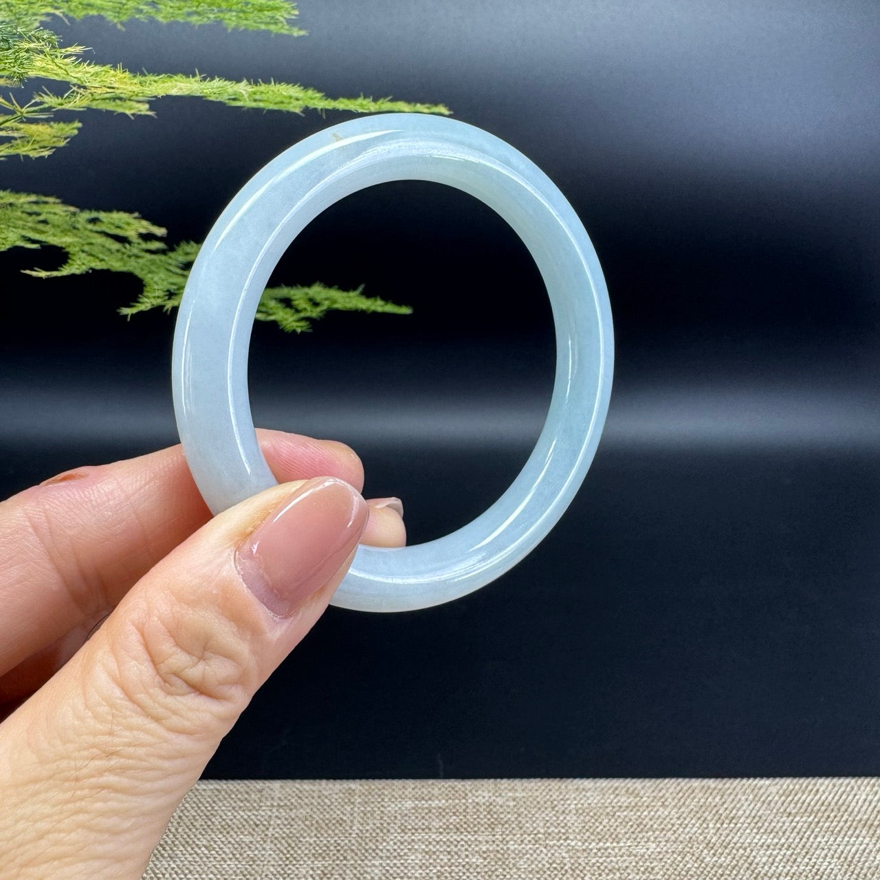 Genuine Burmese Icy Green Jade Jadeite Bangle Bracelet ( 54.4mm )