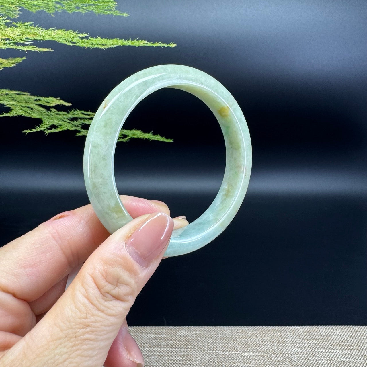 Genuine Burmese Yellow Green Jade Jadeite Bangle Bracelet ( 54.5mm )