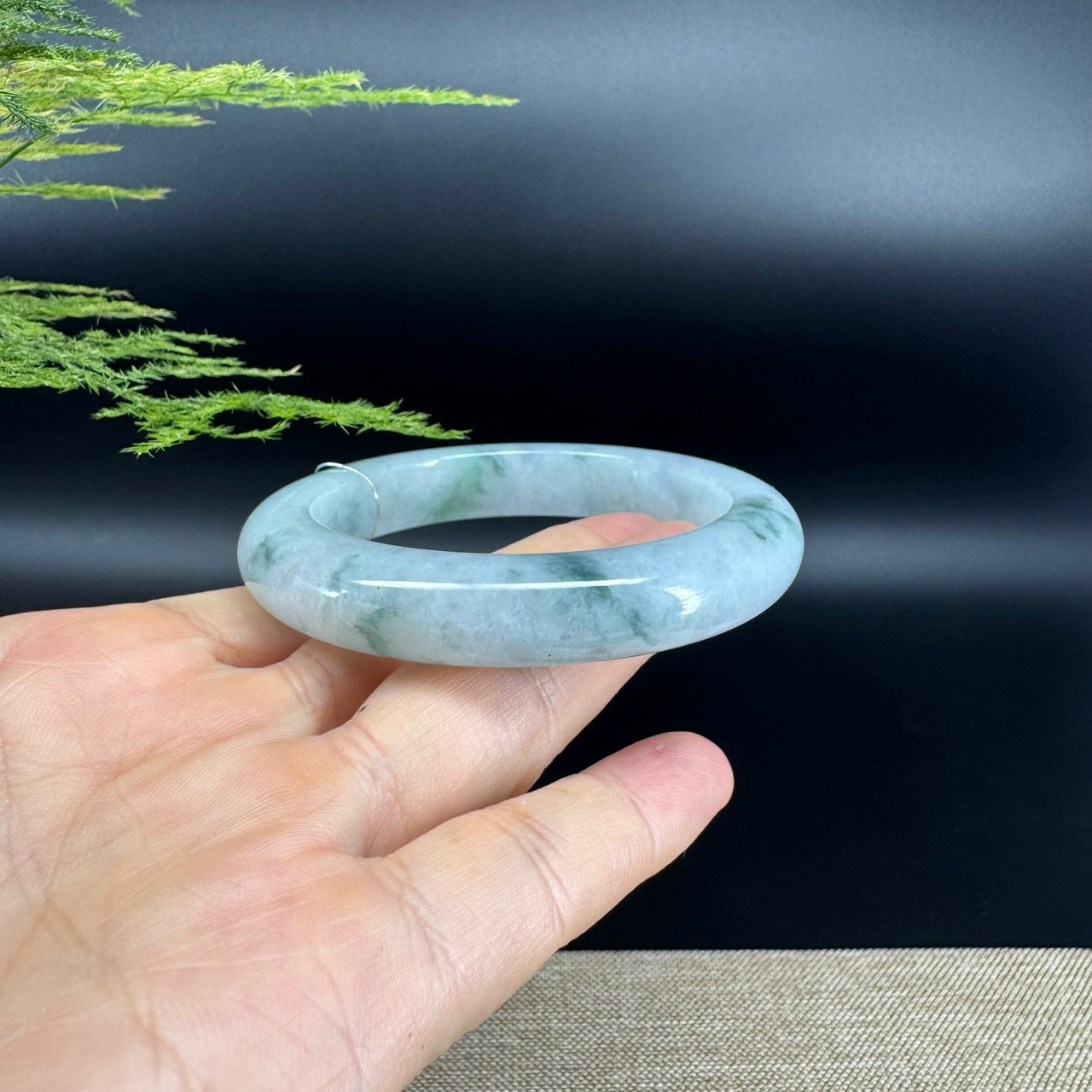 Genuine Burmese Blue Green Jade Jadeite Bangle Bracelet ( 56.1mm )