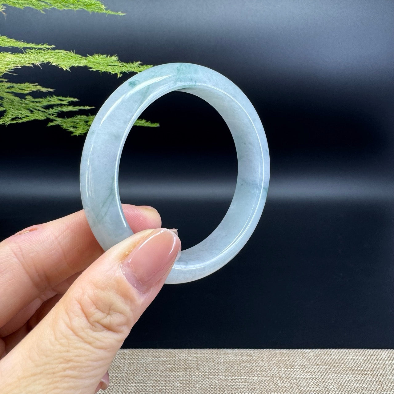 Genuine Burmese Blue Green Jade Jadeite Bangle Bracelet ( 54.6mm )
