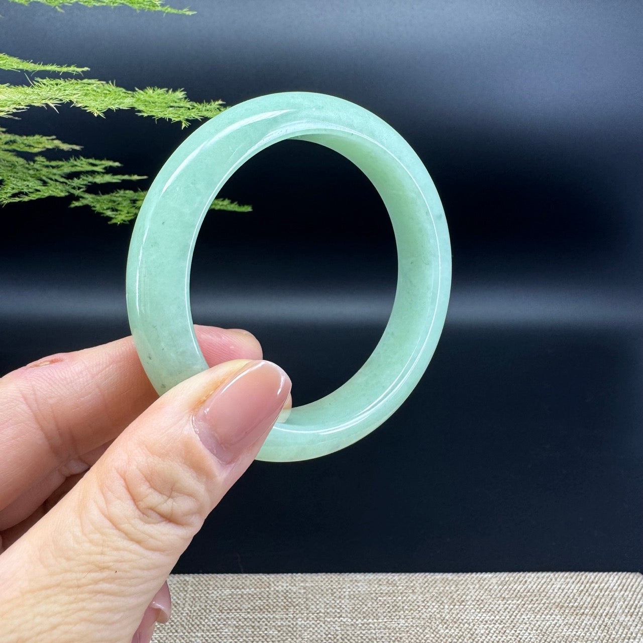 Genuine Burmese Green Jade Jadeite Bangle Bracelet (55.9mm)