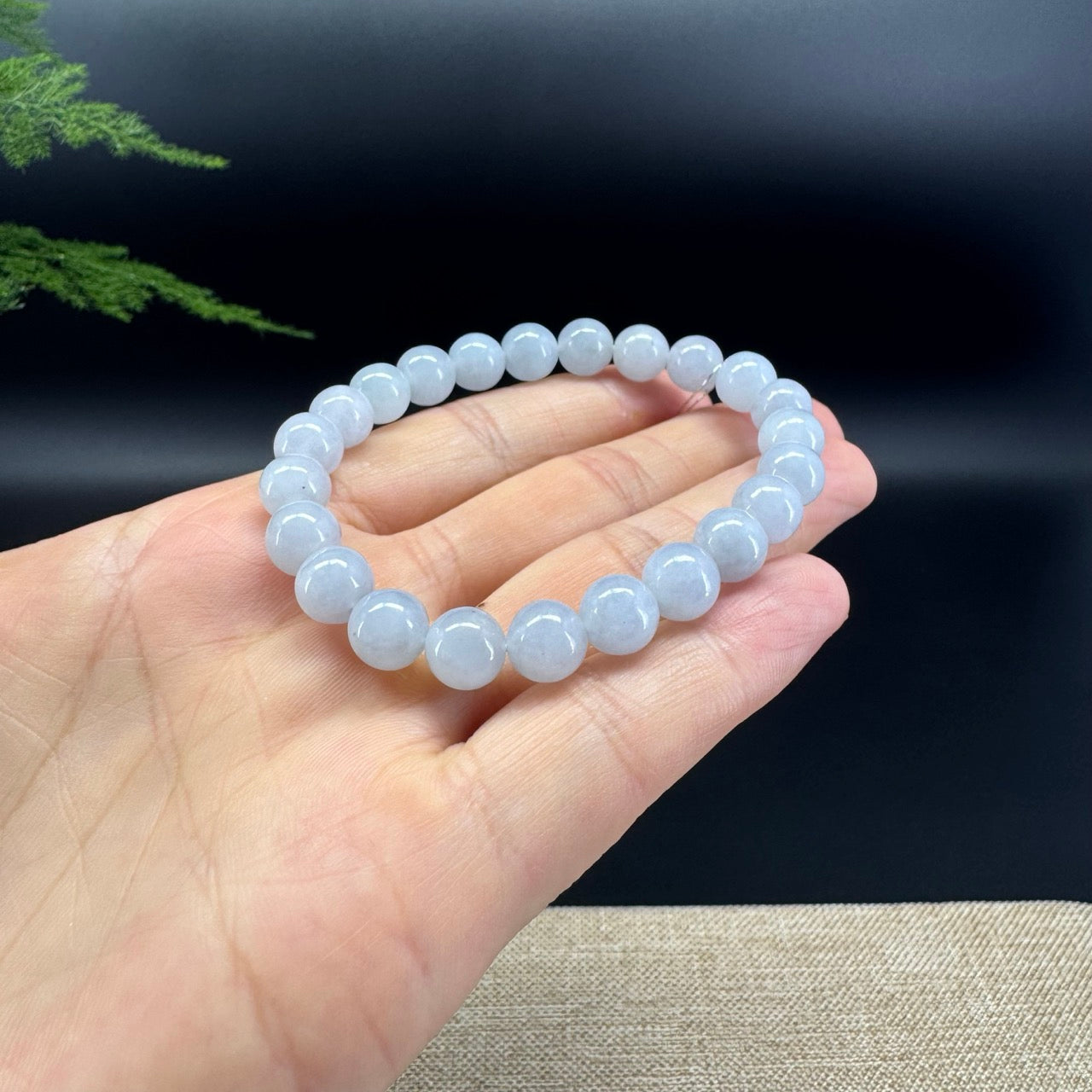 Genuine Jadeite Jade Round Lavender Beads Bracelet (8.5 mm)