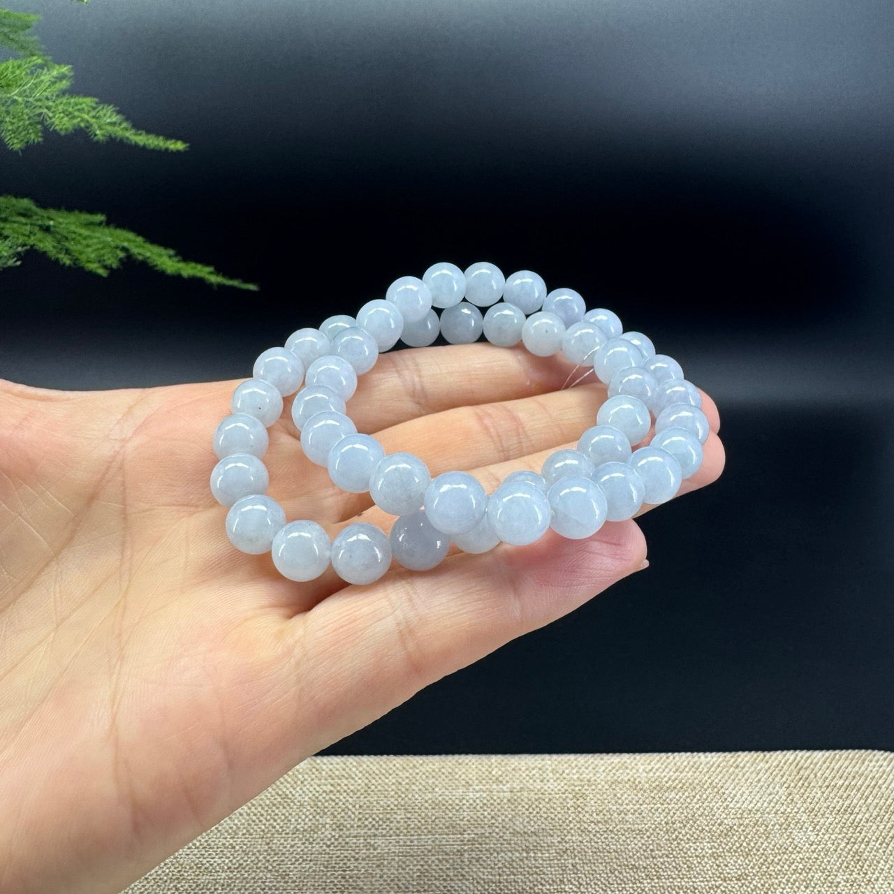 Genuine Jadeite Jade Round Lavender Beads Bracelet (8.5 mm)