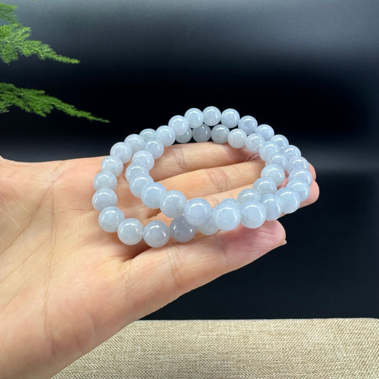 Genuine Jadeite Jade Round Lavender Beads Bracelet (8.5 mm)