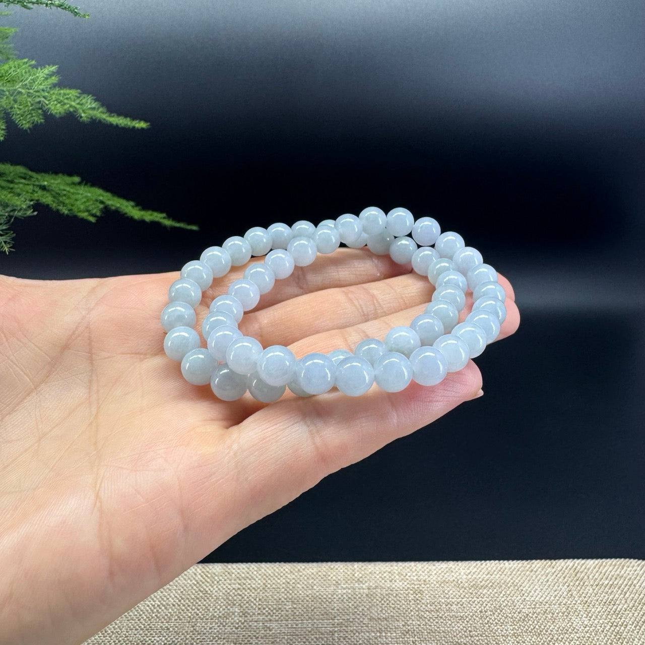 RealJade® Co. Genuine Jadeite Jade Round Lavender Beads Bracelet (7 mm)