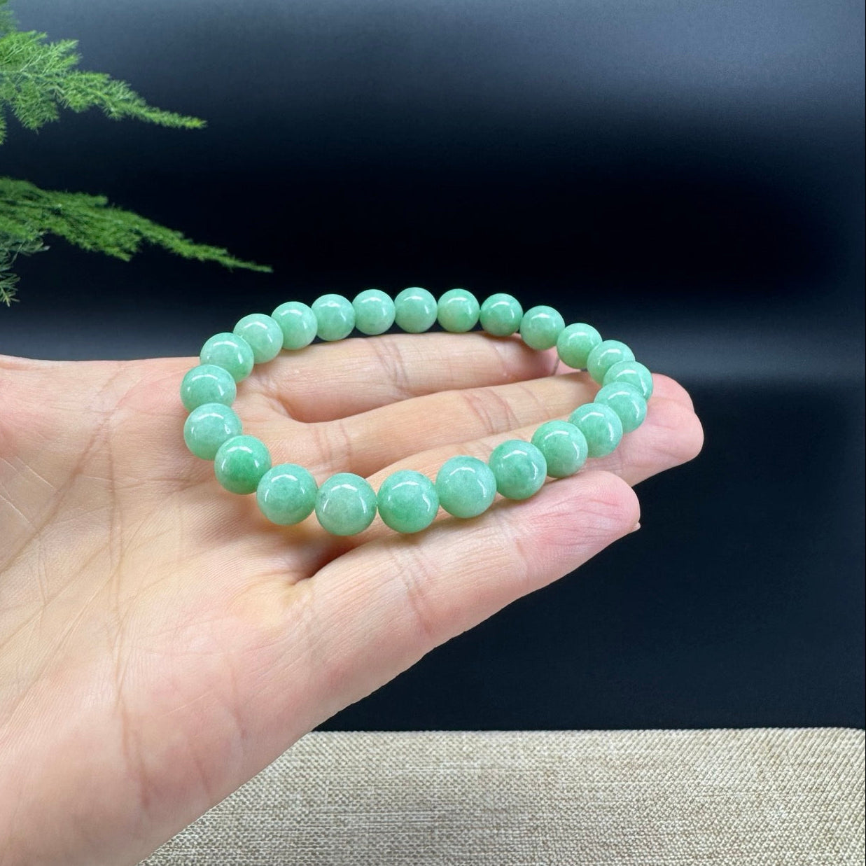 The beads color is green.