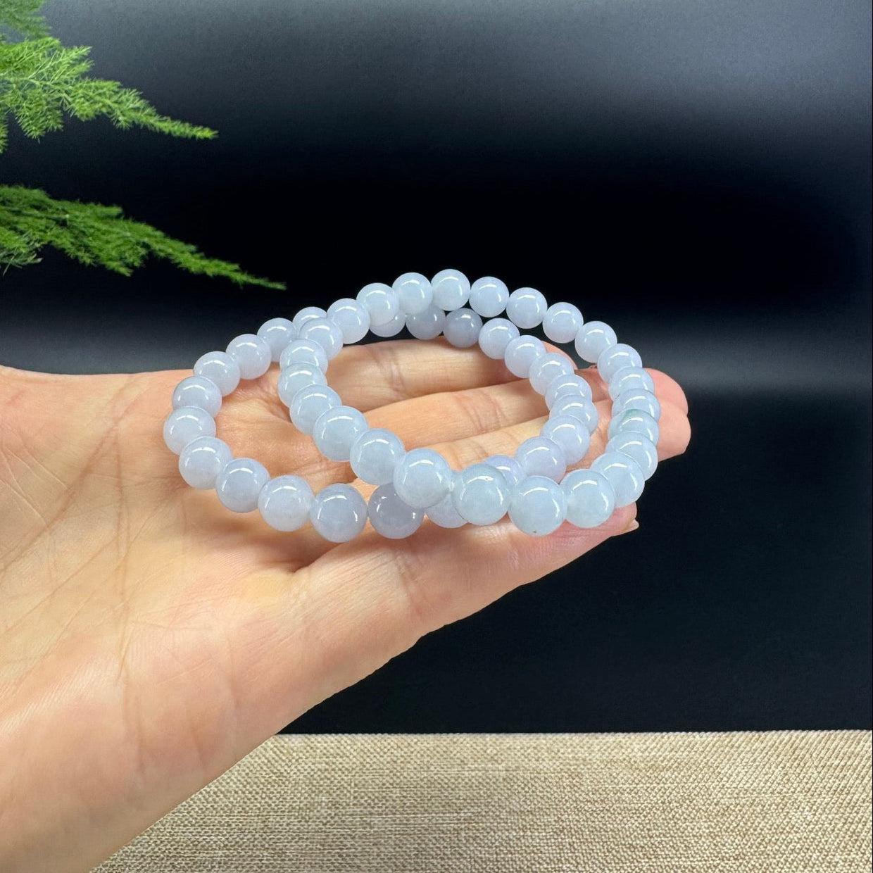 Natural Jadeite Jade Round Lavender Beads Bracelet ( 7.5 mm )