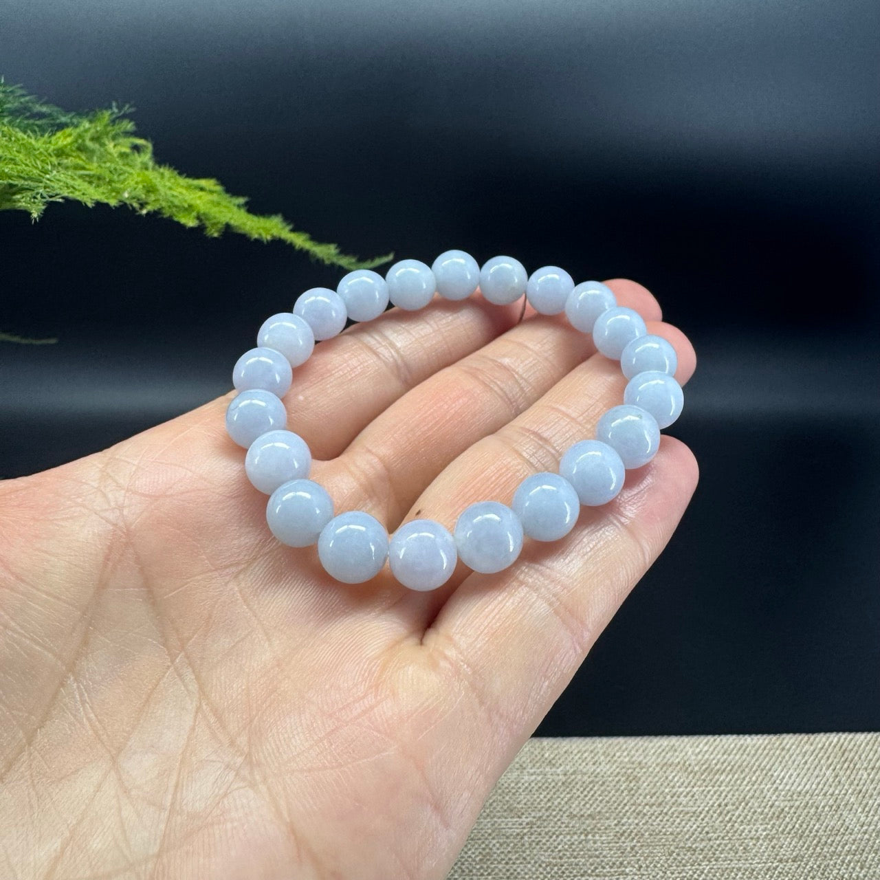 Natural Jadeite Jade Round Lavender Beads Bracelet ( 9 mm )