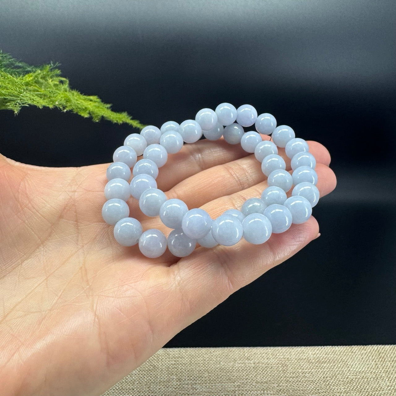 Natural Jadeite Jade Round Lavender Beads Bracelet ( 9 mm )