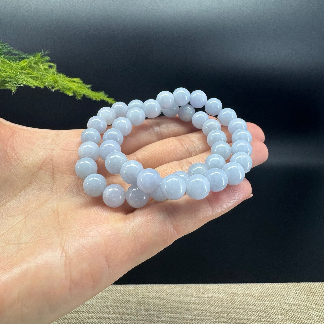 Natural Jadeite Jade Round Lavender Beads Bracelet ( 9 mm )