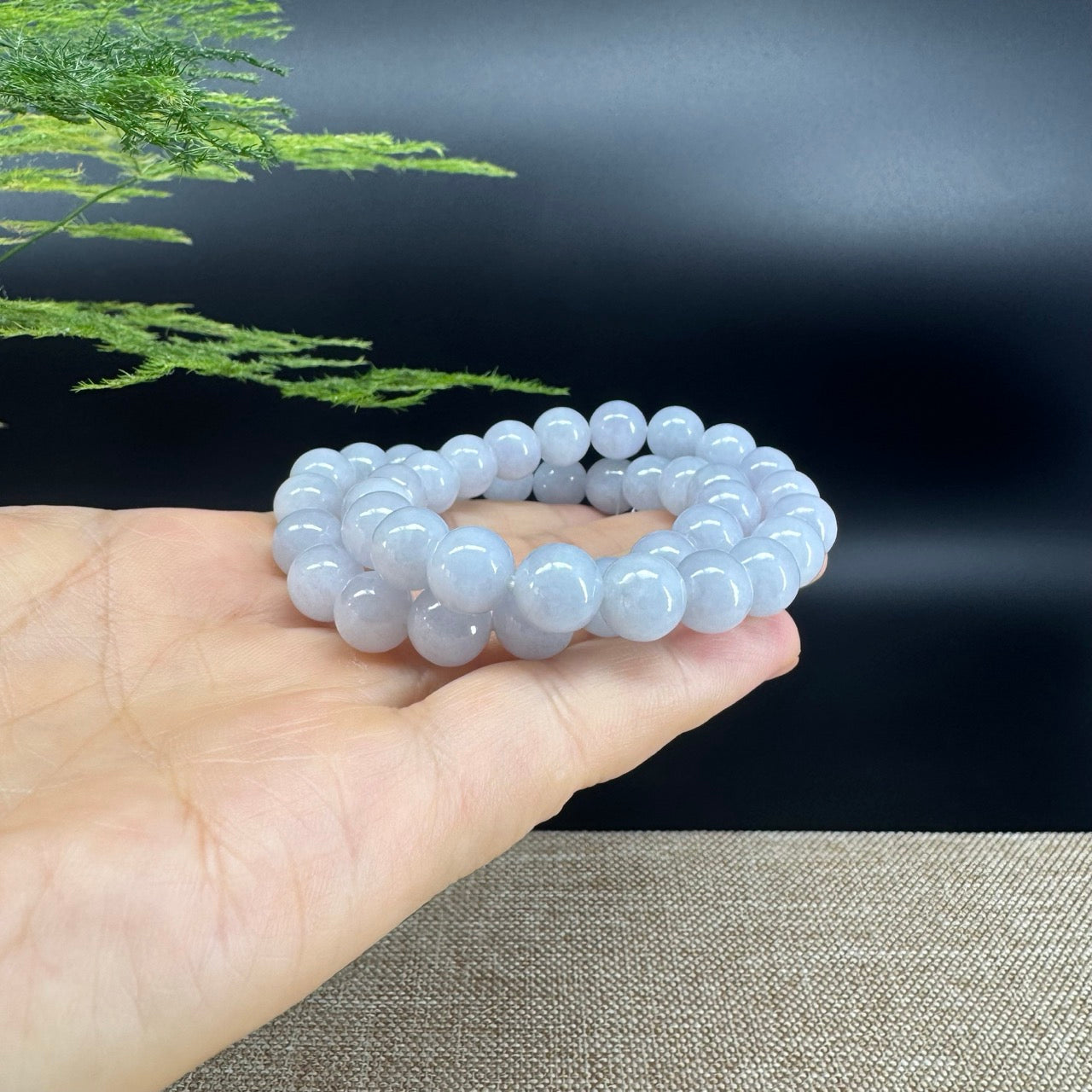 Jadeite Jade 9 mm Round Lavender Beads Bracelet ( 9 mm )